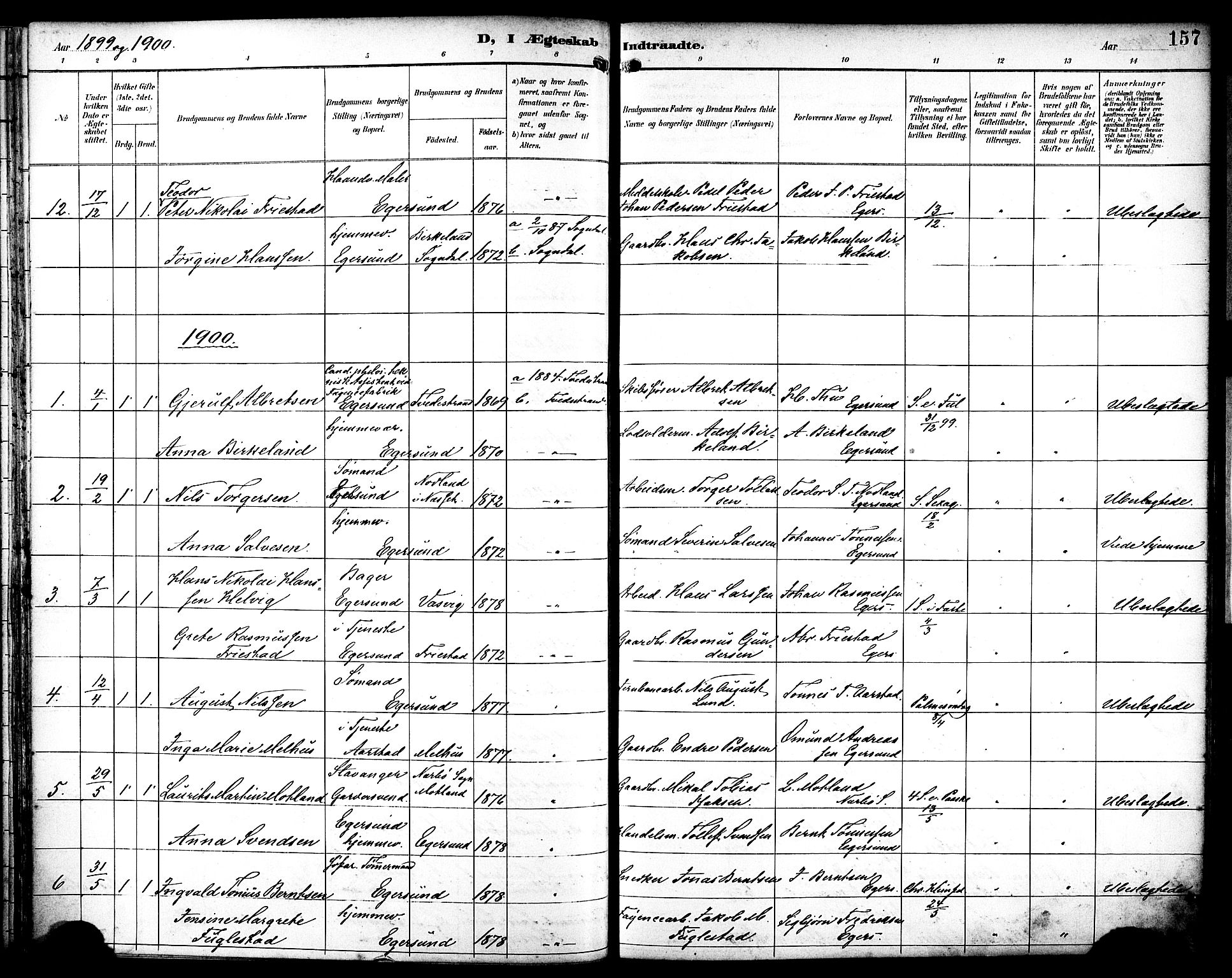 Eigersund sokneprestkontor, AV/SAST-A-101807/S08/L0019: Parish register (official) no. A 18, 1892-1905, p. 157