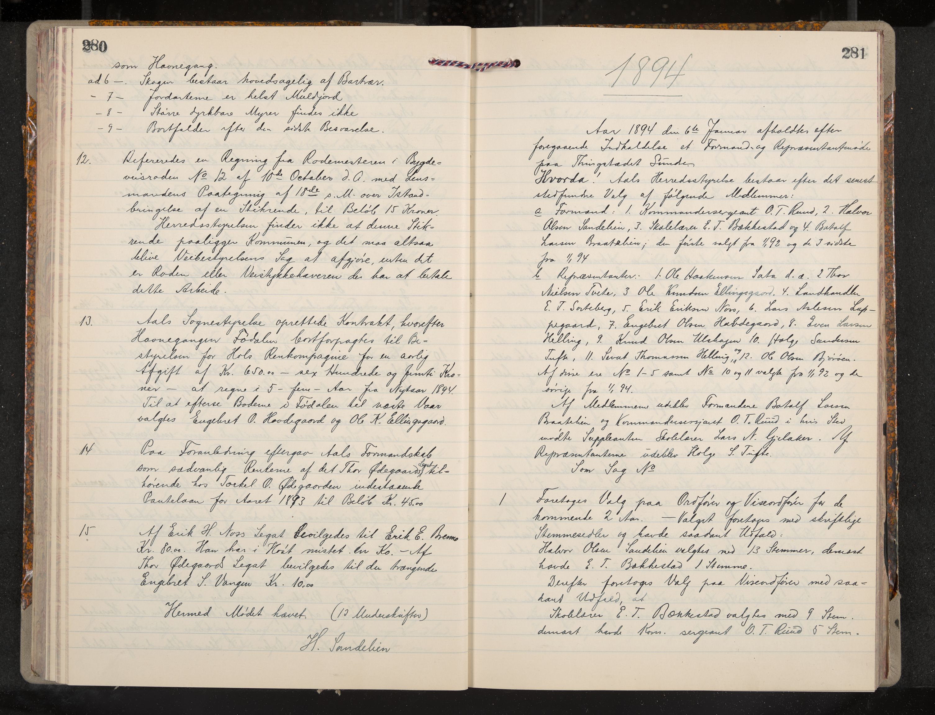 Ål formannskap og sentraladministrasjon, IKAK/0619021/A/Aa/L0004: Utskrift av møtebok, 1881-1901, p. 280-281