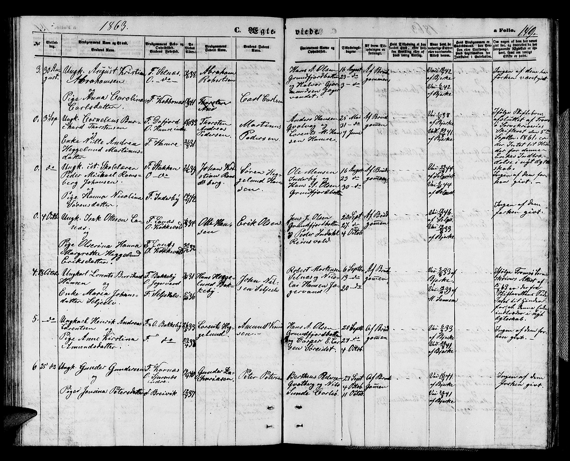 Karlsøy sokneprestembete, AV/SATØ-S-1299/H/Ha/Hab/L0003klokker: Parish register (copy) no. 3, 1862-1877, p. 149