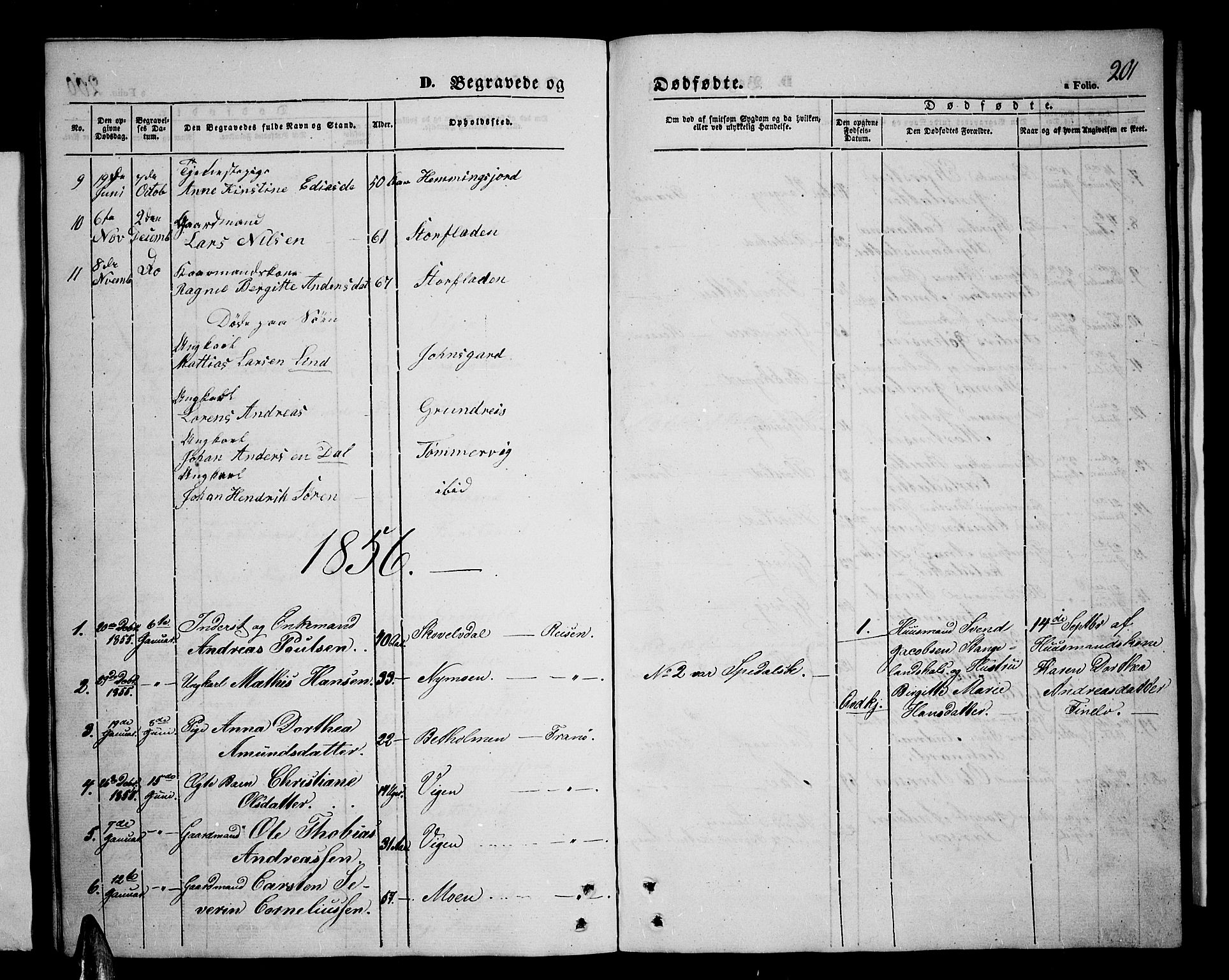 Tranøy sokneprestkontor, SATØ/S-1313/I/Ia/Iab/L0002klokker: Parish register (copy) no. 2, 1847-1860, p. 201
