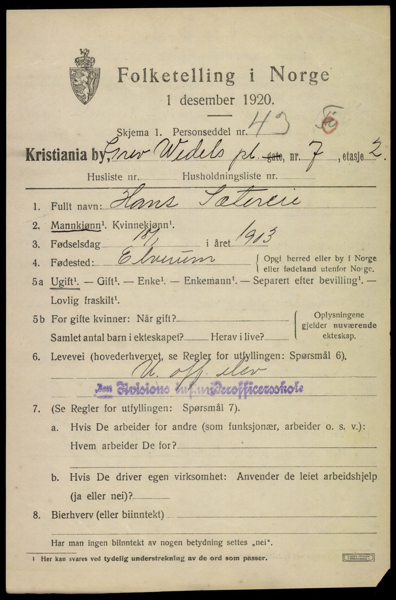 SAO, 1920 census for Kristiania, 1920, p. 251639