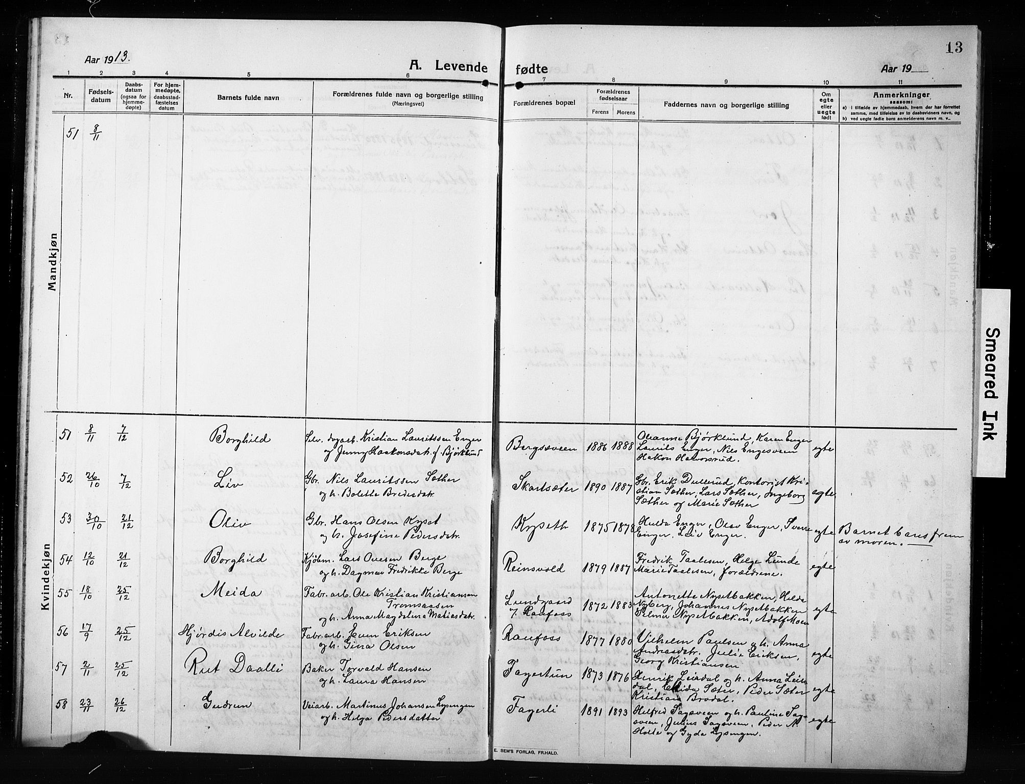 Vestre Toten prestekontor, SAH/PREST-108/H/Ha/Hab/L0012: Parish register (copy) no. 12, 1909-1928, p. 13