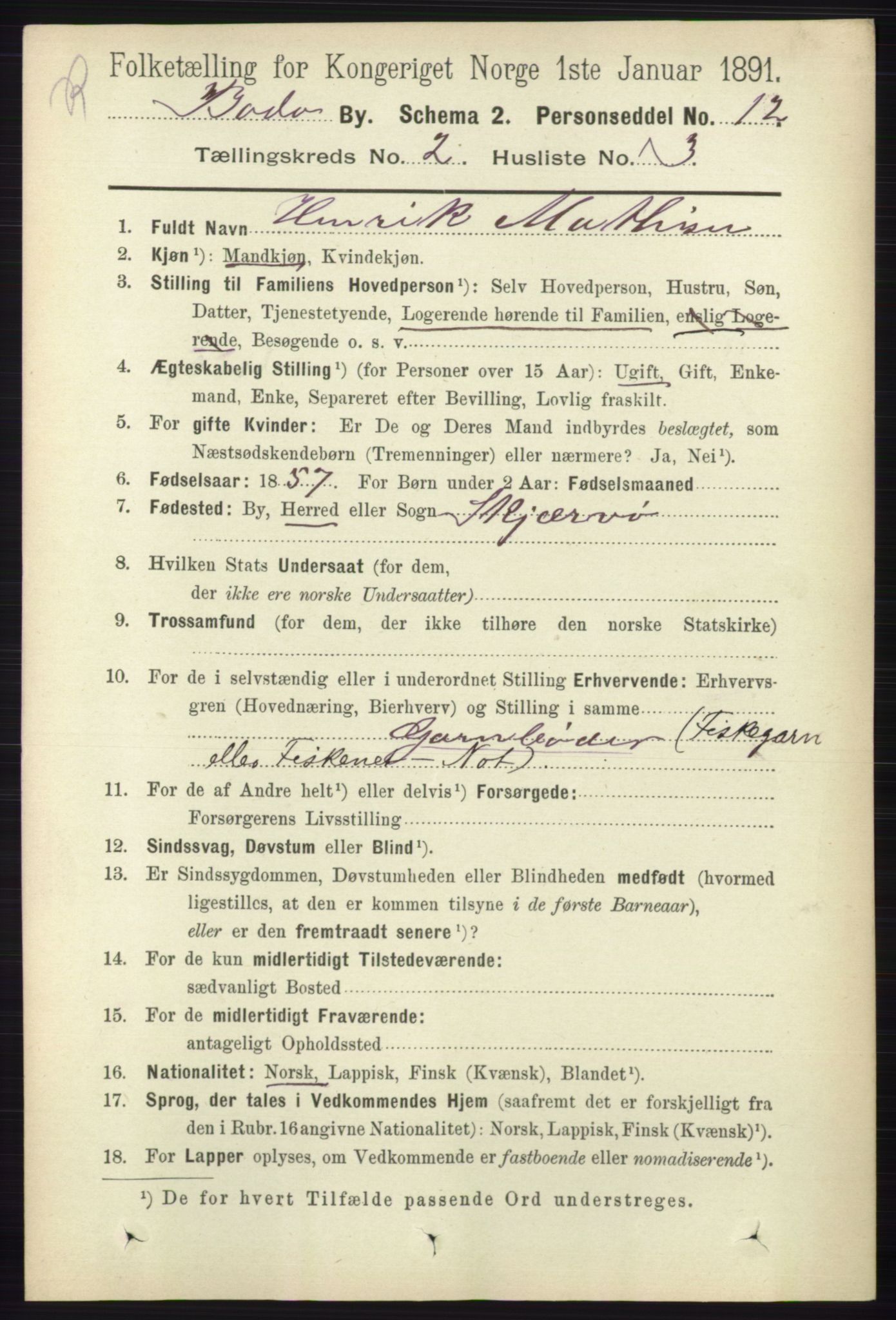 RA, 1891 census for 1804 Bodø, 1891, p. 1025
