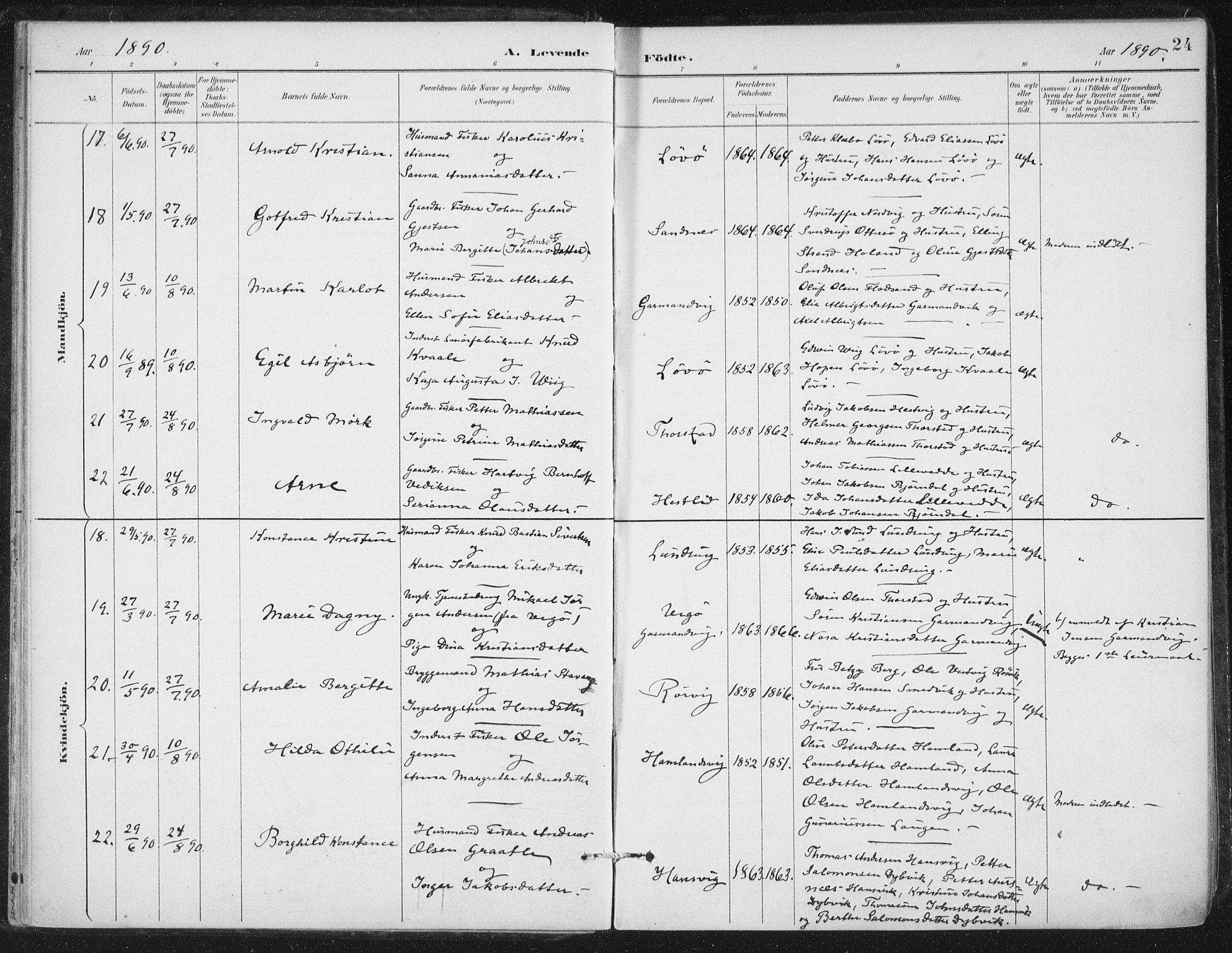 Ministerialprotokoller, klokkerbøker og fødselsregistre - Nord-Trøndelag, SAT/A-1458/784/L0673: Parish register (official) no. 784A08, 1888-1899, p. 24