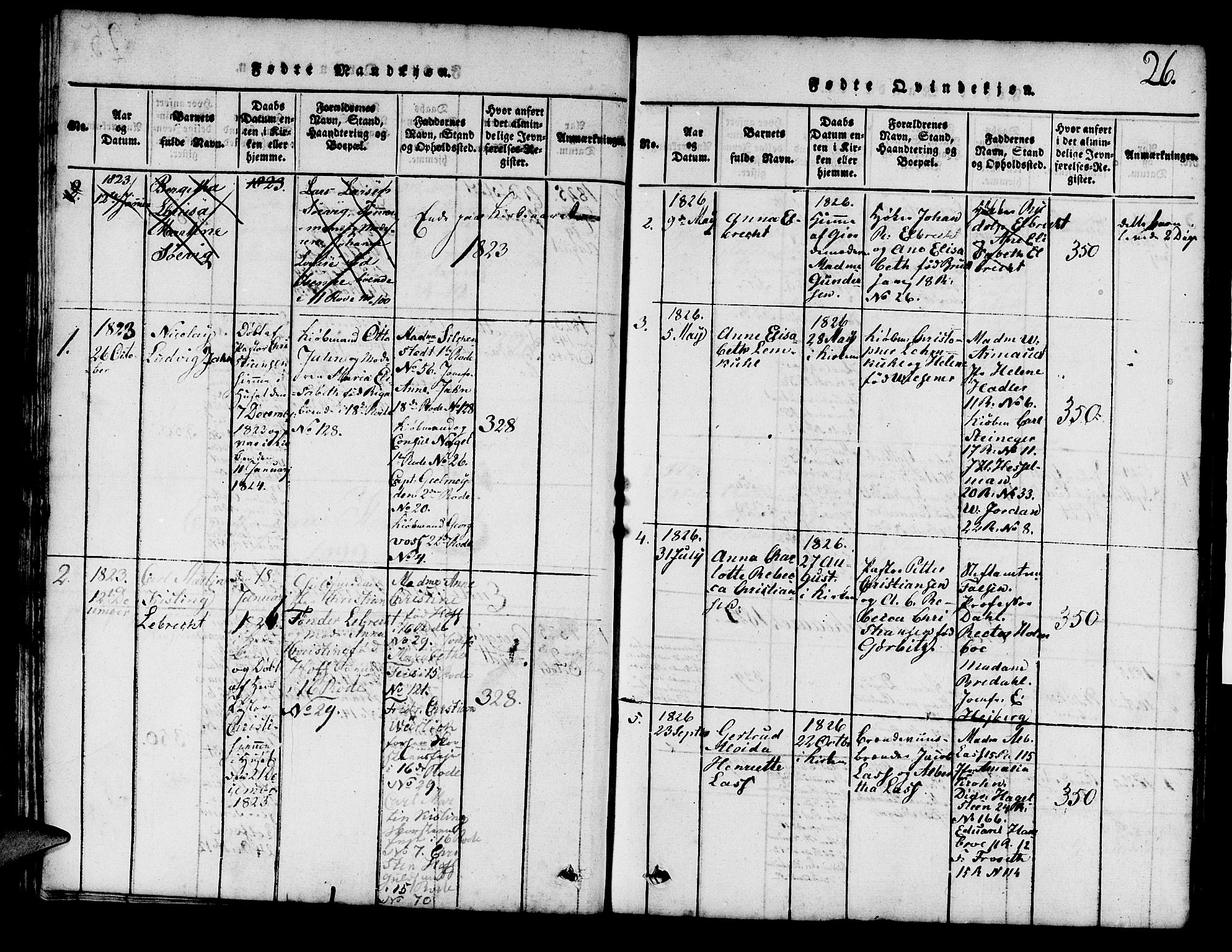 Mariakirken Sokneprestembete, SAB/A-76901/H/Hab/L0001: Parish register (copy) no. A 1, 1815-1846, p. 26