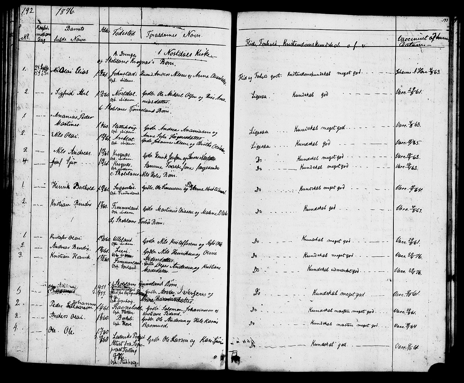 Førde sokneprestembete, SAB/A-79901: Curate's parish register no. A 1, 1870-1881, p. 192-193