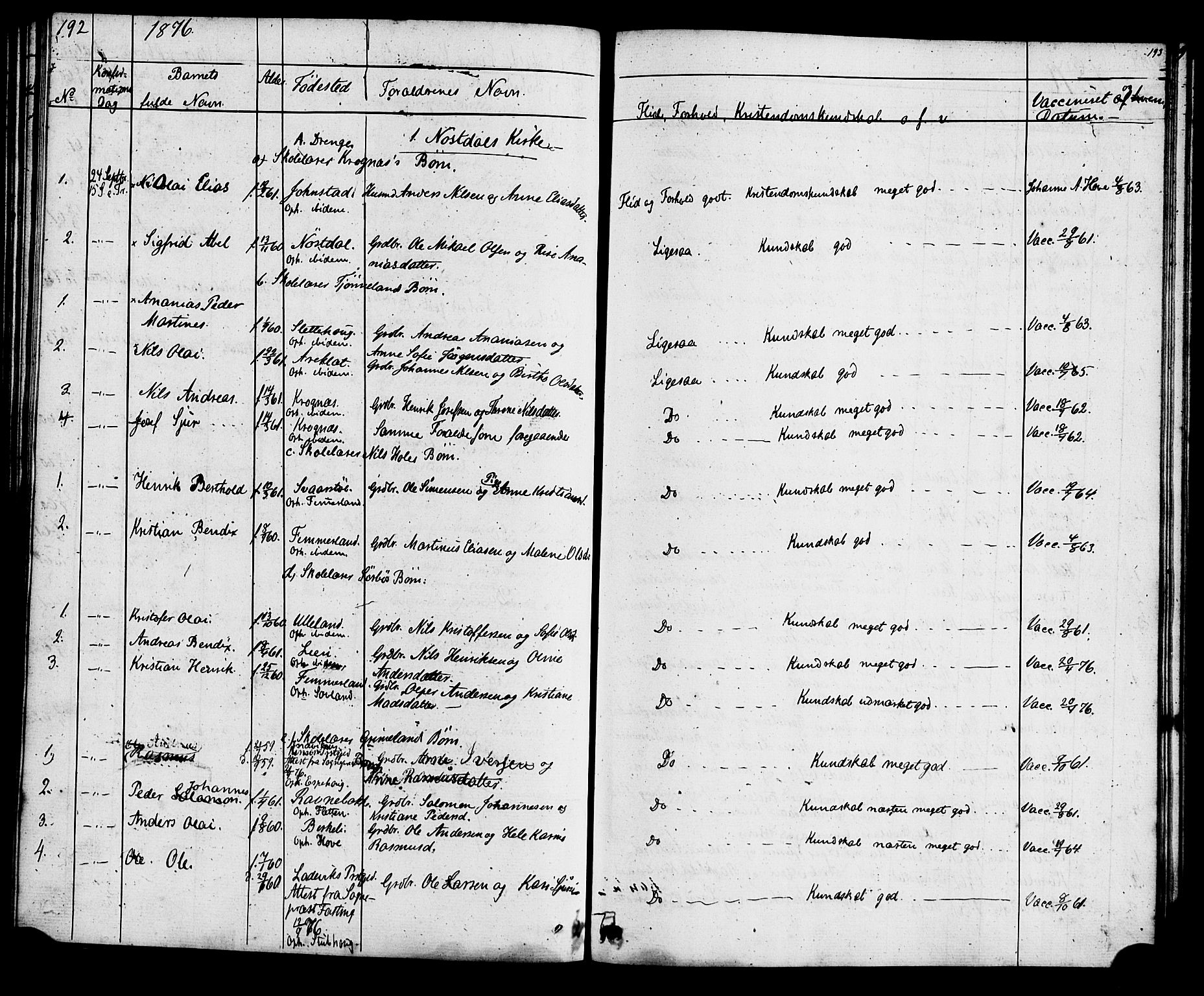 Førde sokneprestembete, AV/SAB-A-79901: Curate's parish register no. A 1, 1870-1881, p. 192-193