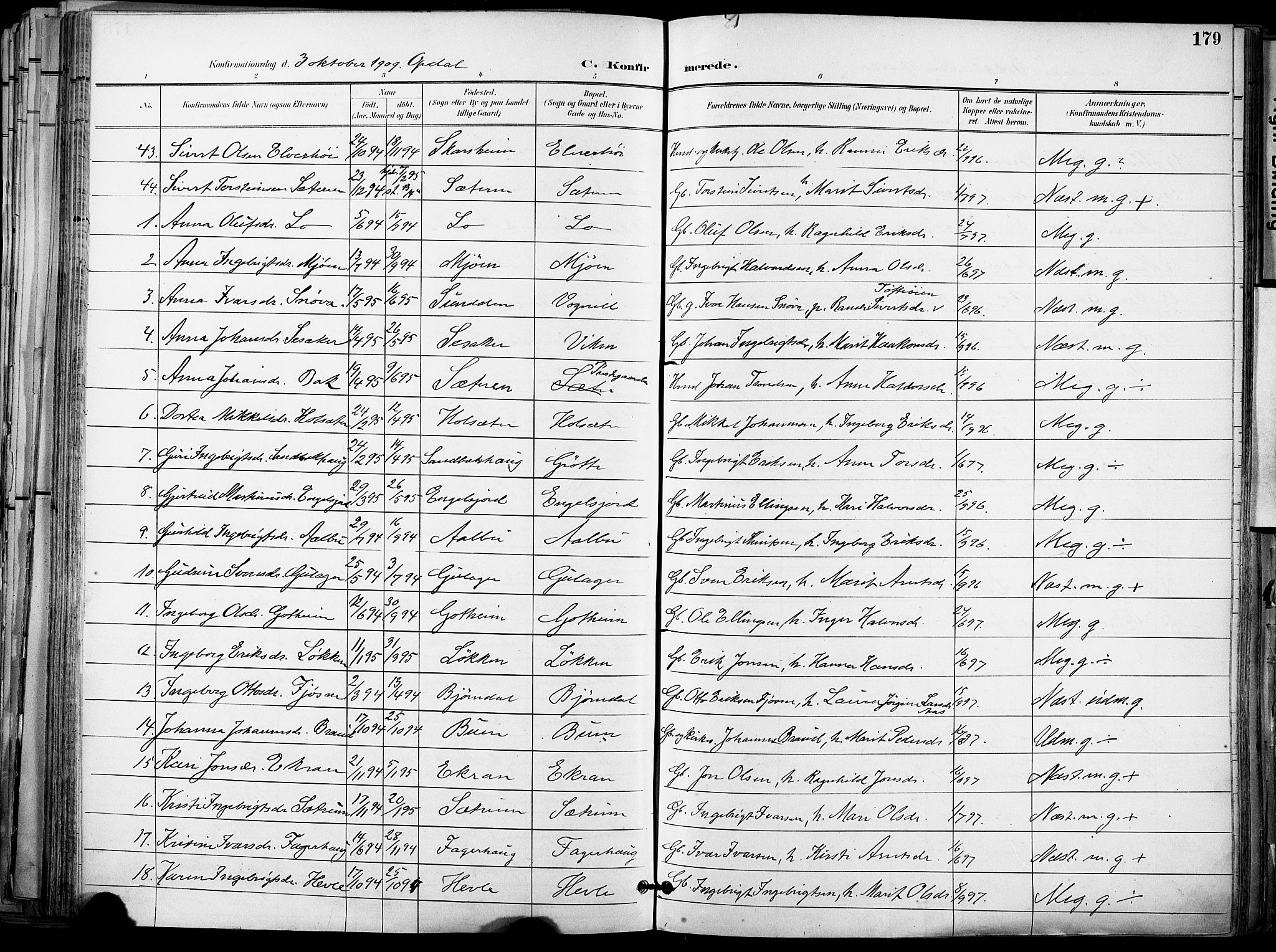 Ministerialprotokoller, klokkerbøker og fødselsregistre - Sør-Trøndelag, SAT/A-1456/678/L0902: Parish register (official) no. 678A11, 1895-1911, p. 179