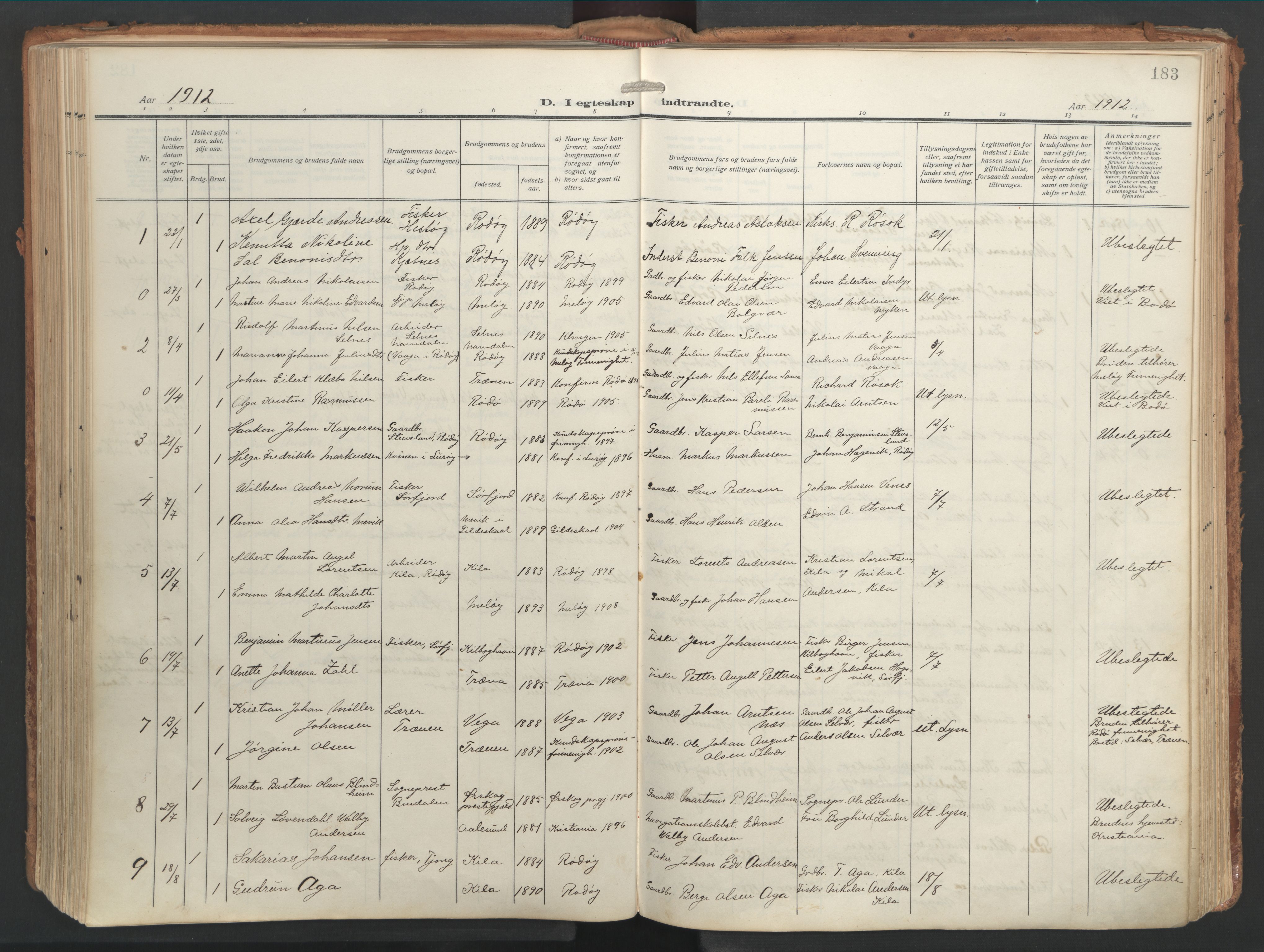 Ministerialprotokoller, klokkerbøker og fødselsregistre - Nordland, SAT/A-1459/841/L0614: Parish register (official) no. 841A17, 1911-1925, p. 183