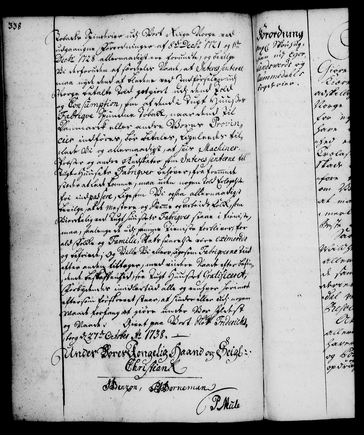 Rentekammeret, Kammerkanselliet, AV/RA-EA-3111/G/Gg/Gga/L0004: Norsk ekspedisjonsprotokoll med register (merket RK 53.4), 1734-1741, p. 338