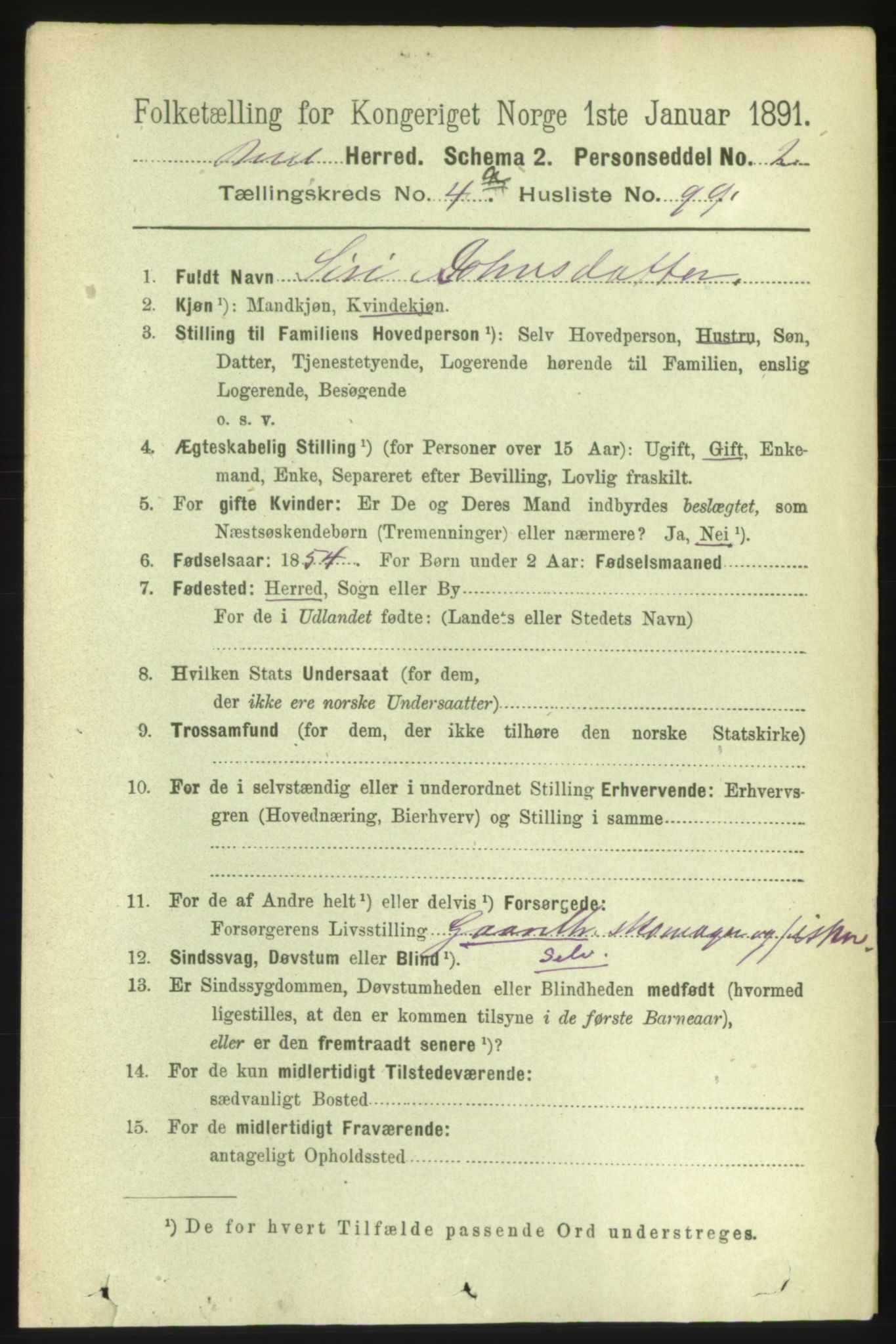 RA, 1891 census for 1549 Bud, 1891, p. 2766