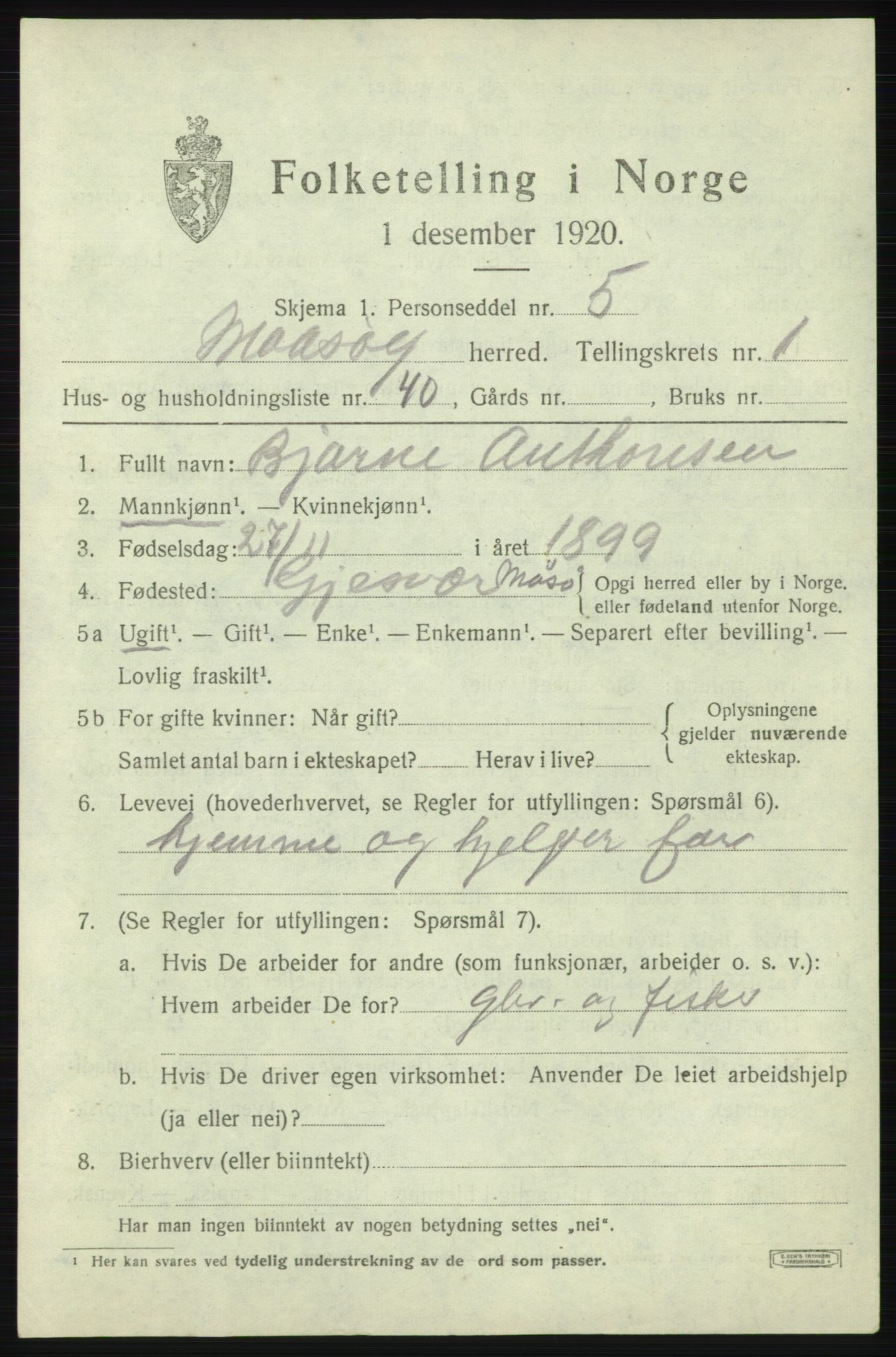 SATØ, 1920 census for Måsøy, 1920, p. 1248