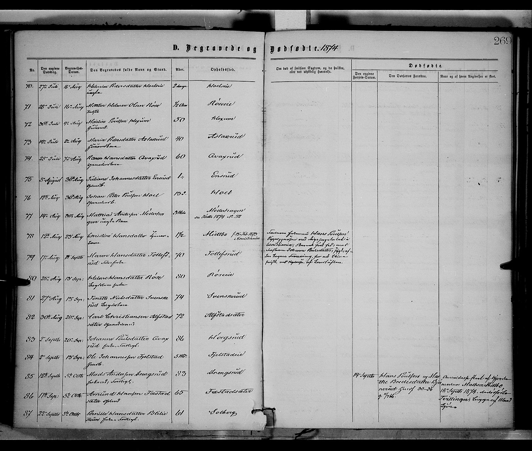 Vestre Toten prestekontor, SAH/PREST-108/H/Ha/Haa/L0008: Parish register (official) no. 8, 1870-1877, p. 269