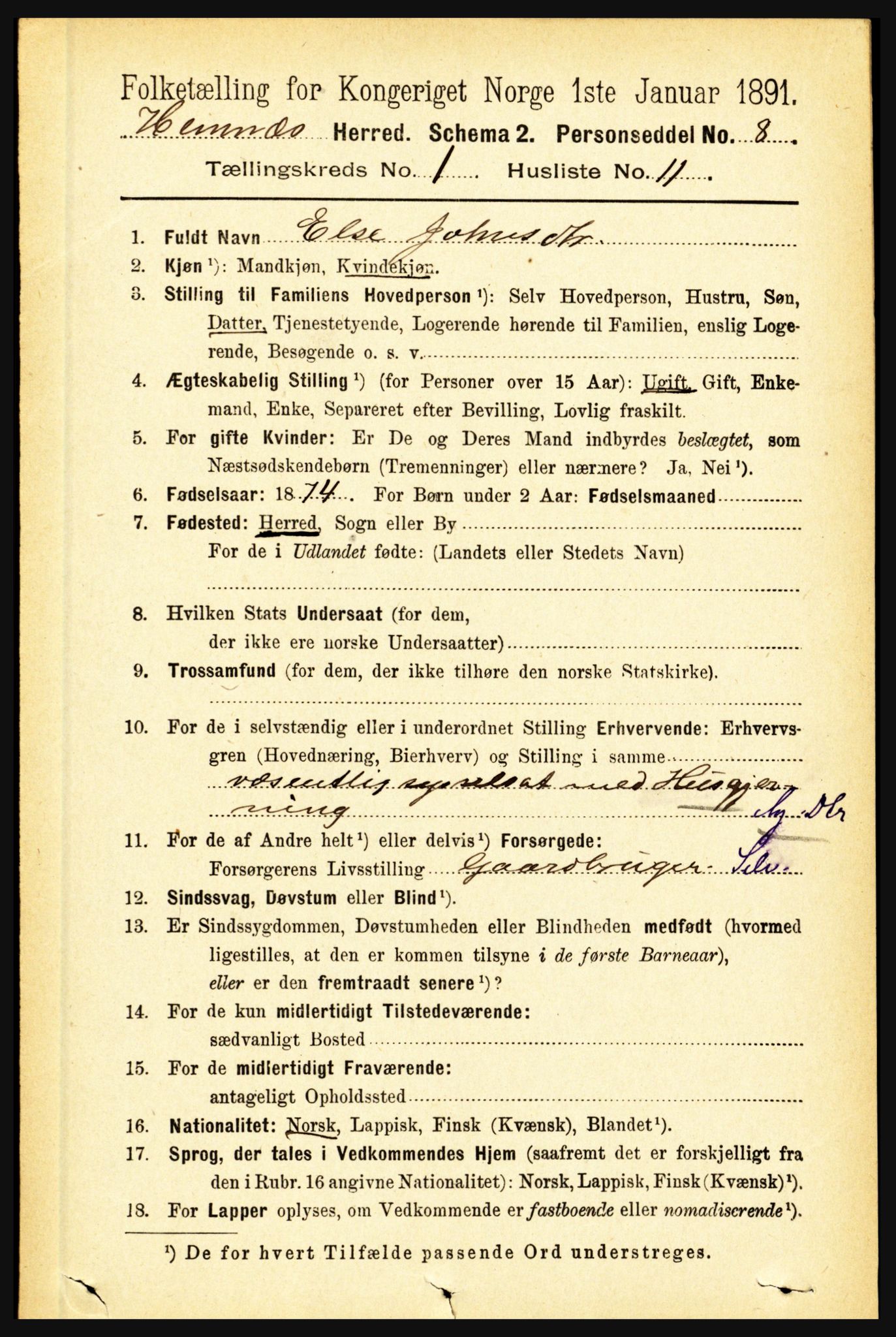 RA, 1891 census for 1832 Hemnes, 1891, p. 280