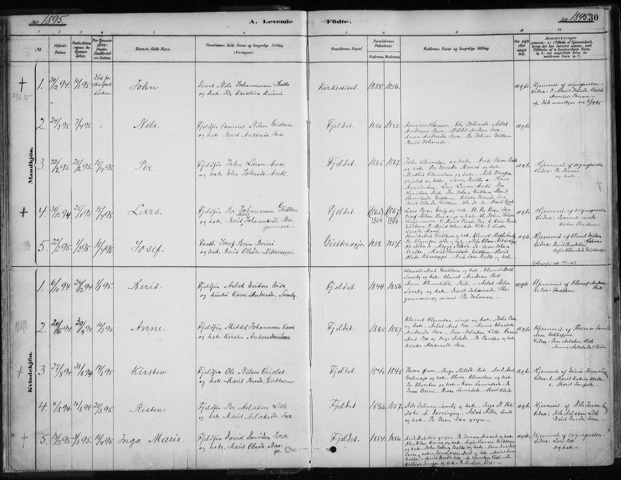 Karasjok sokneprestkontor, SATØ/S-1352/H/Ha/L0002kirke: Parish register (official) no. 2, 1885-1906, p. 30