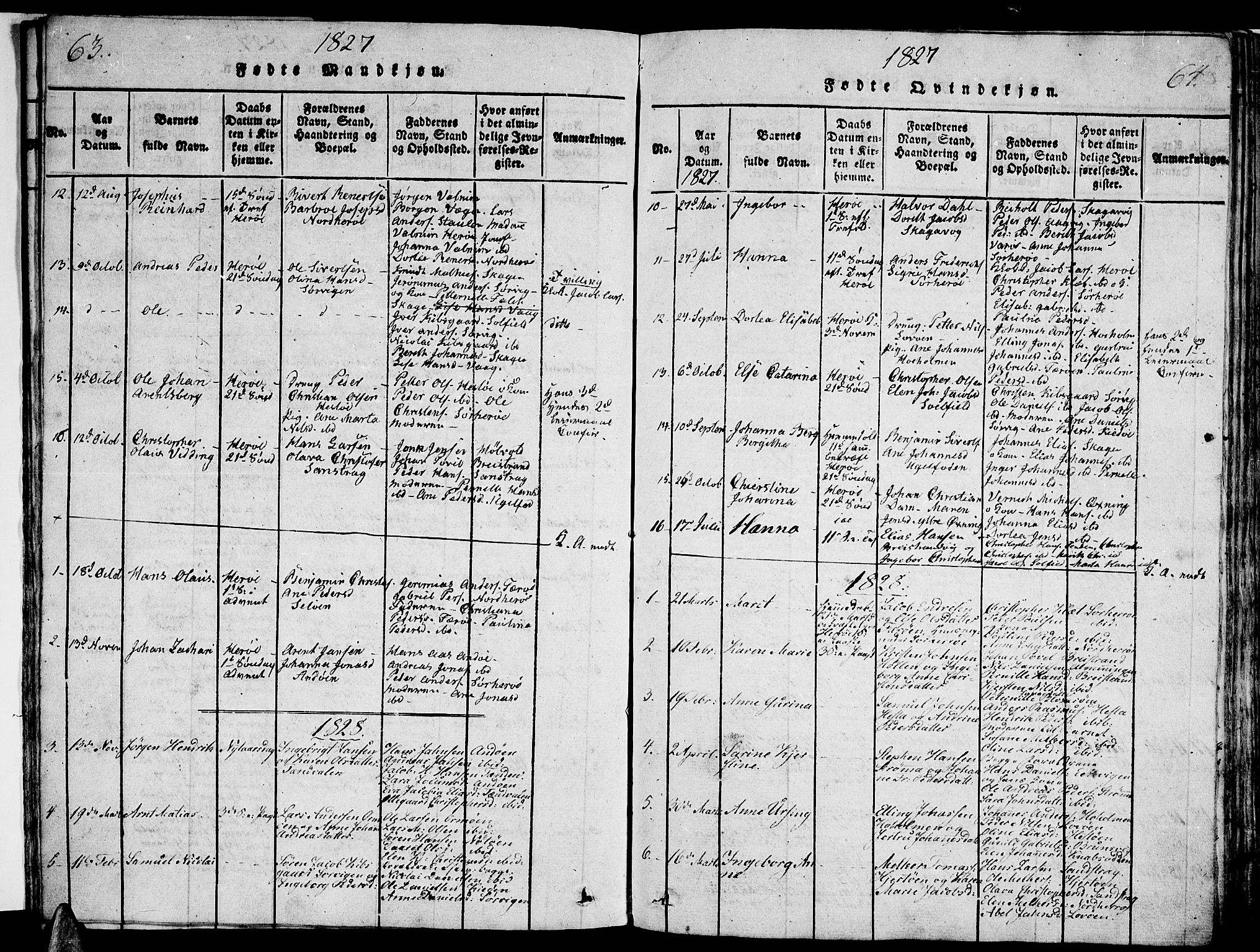 Ministerialprotokoller, klokkerbøker og fødselsregistre - Nordland, AV/SAT-A-1459/834/L0510: Parish register (copy) no. 834C01, 1820-1847, p. 63-64