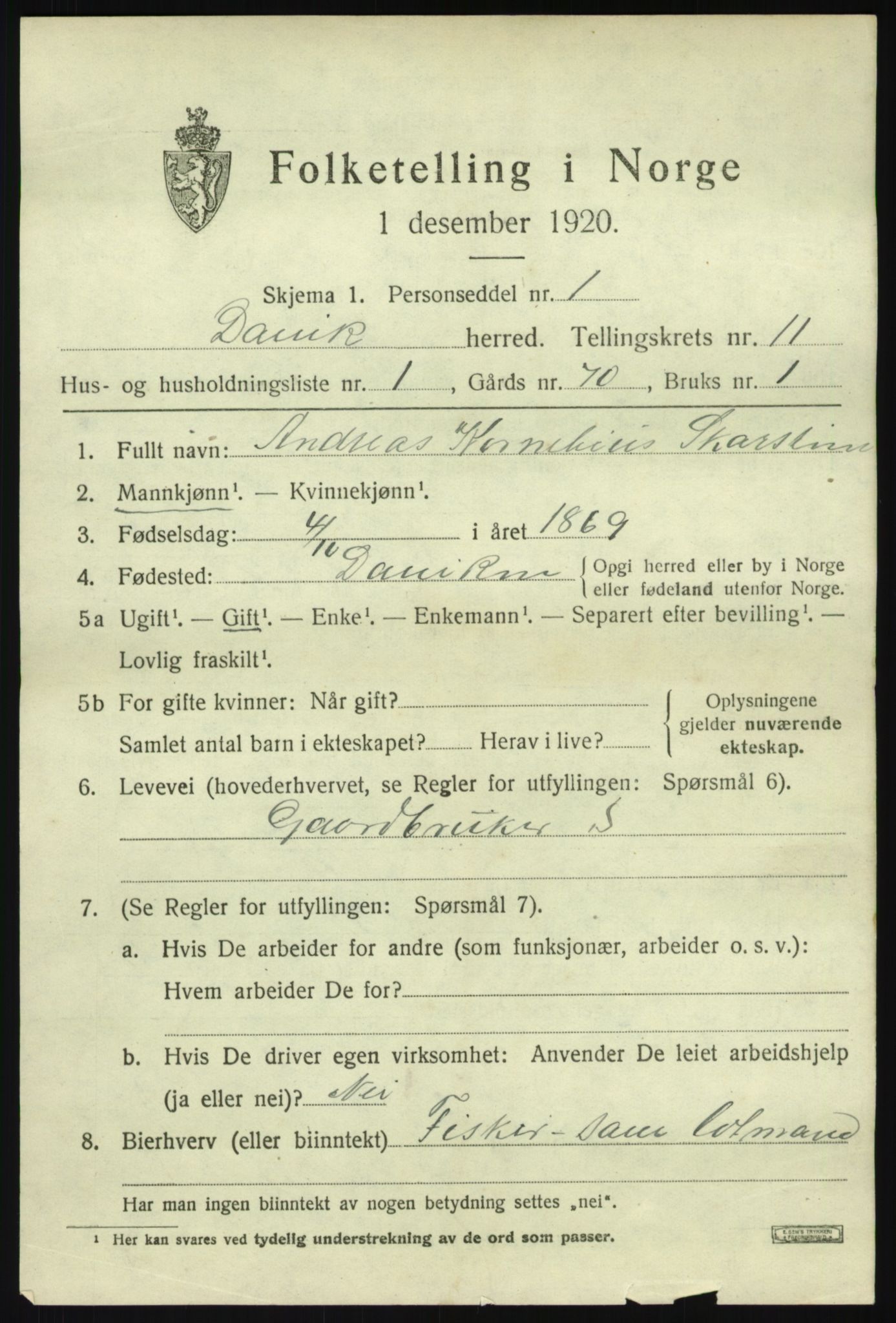 SAB, 1920 census for Davik, 1920, p. 5365