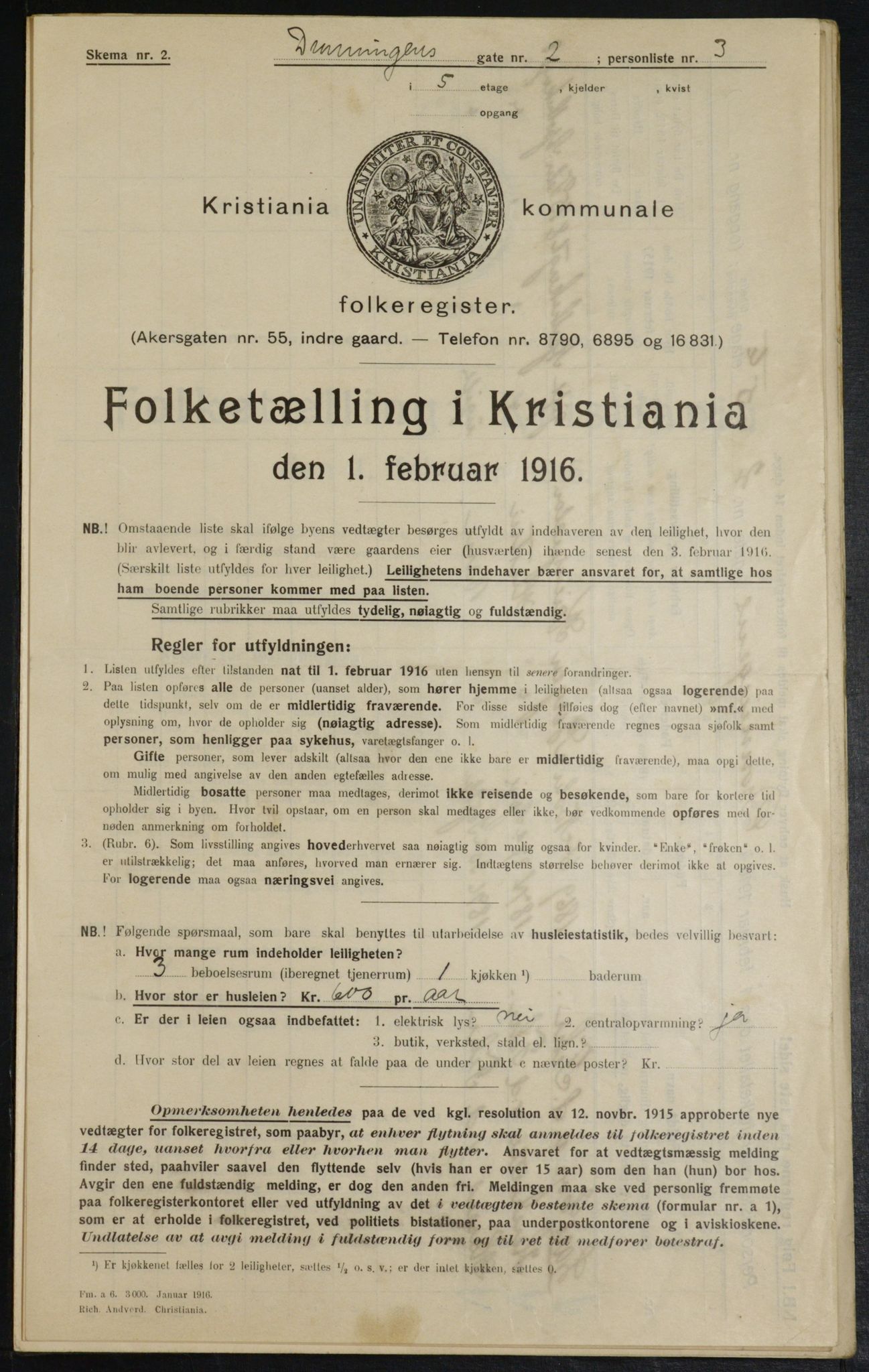 OBA, Municipal Census 1916 for Kristiania, 1916, p. 17289