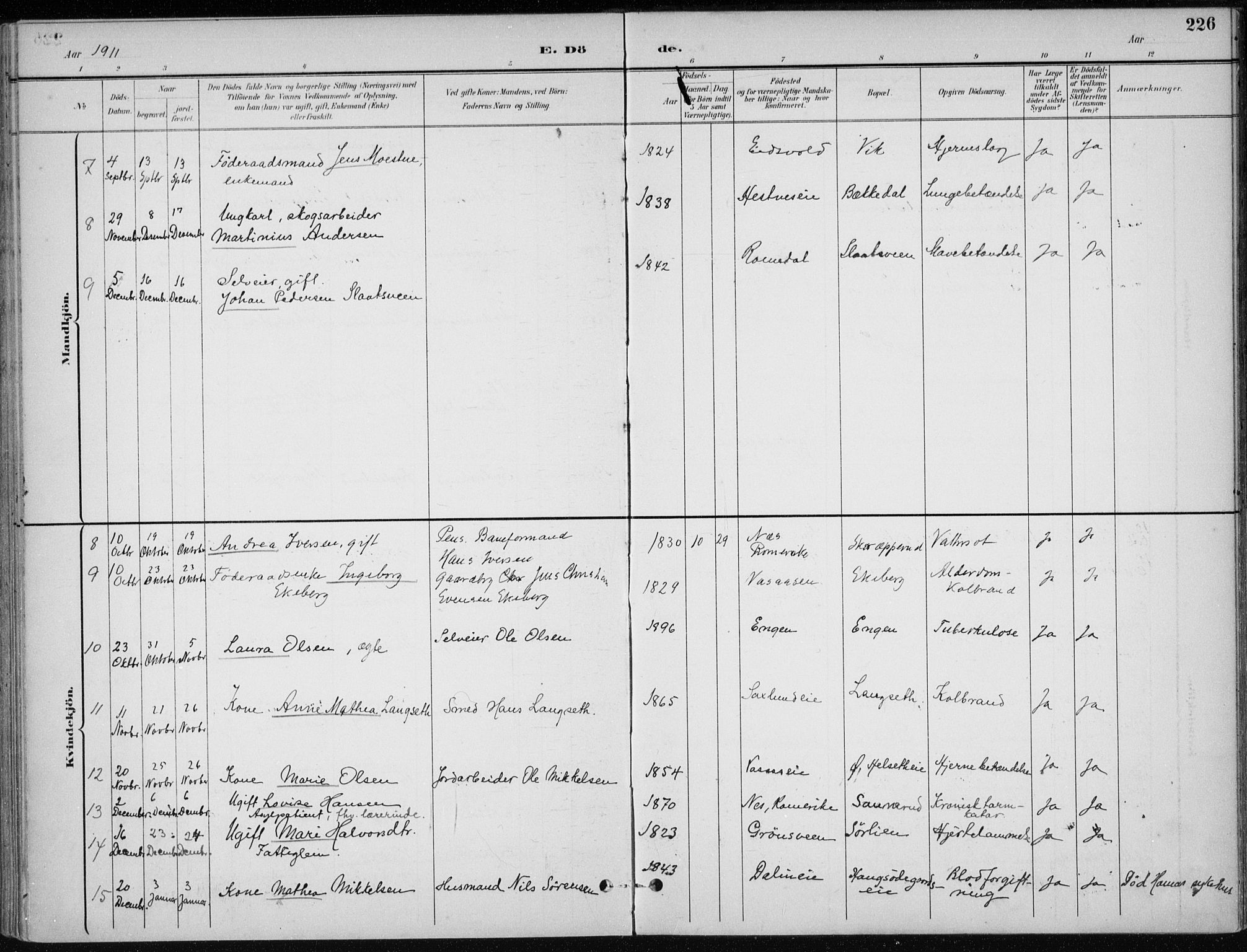 Stange prestekontor, AV/SAH-PREST-002/K/L0023: Parish register (official) no. 23, 1897-1920, p. 226