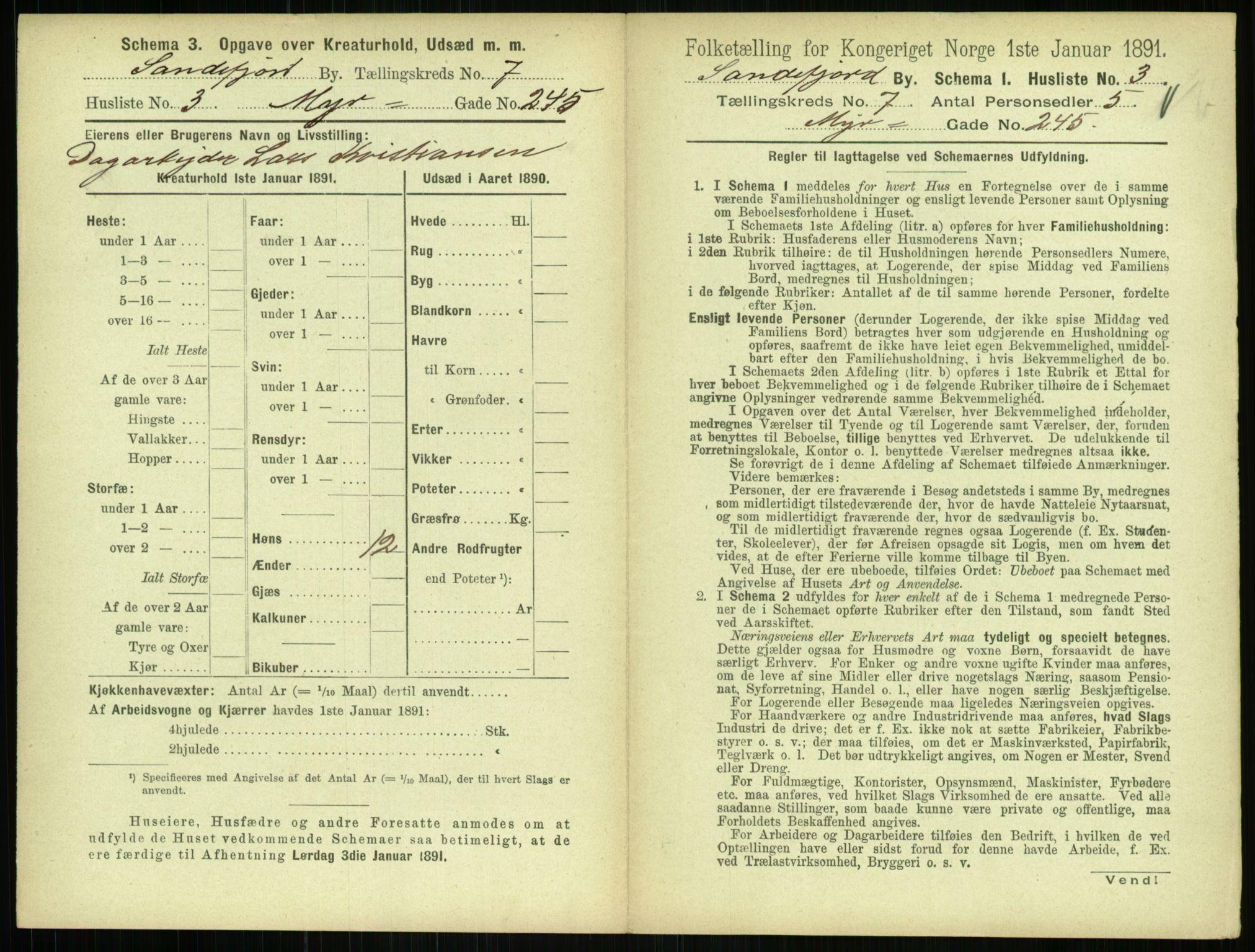 RA, 1891 census for 0706 Sandefjord, 1891, p. 745