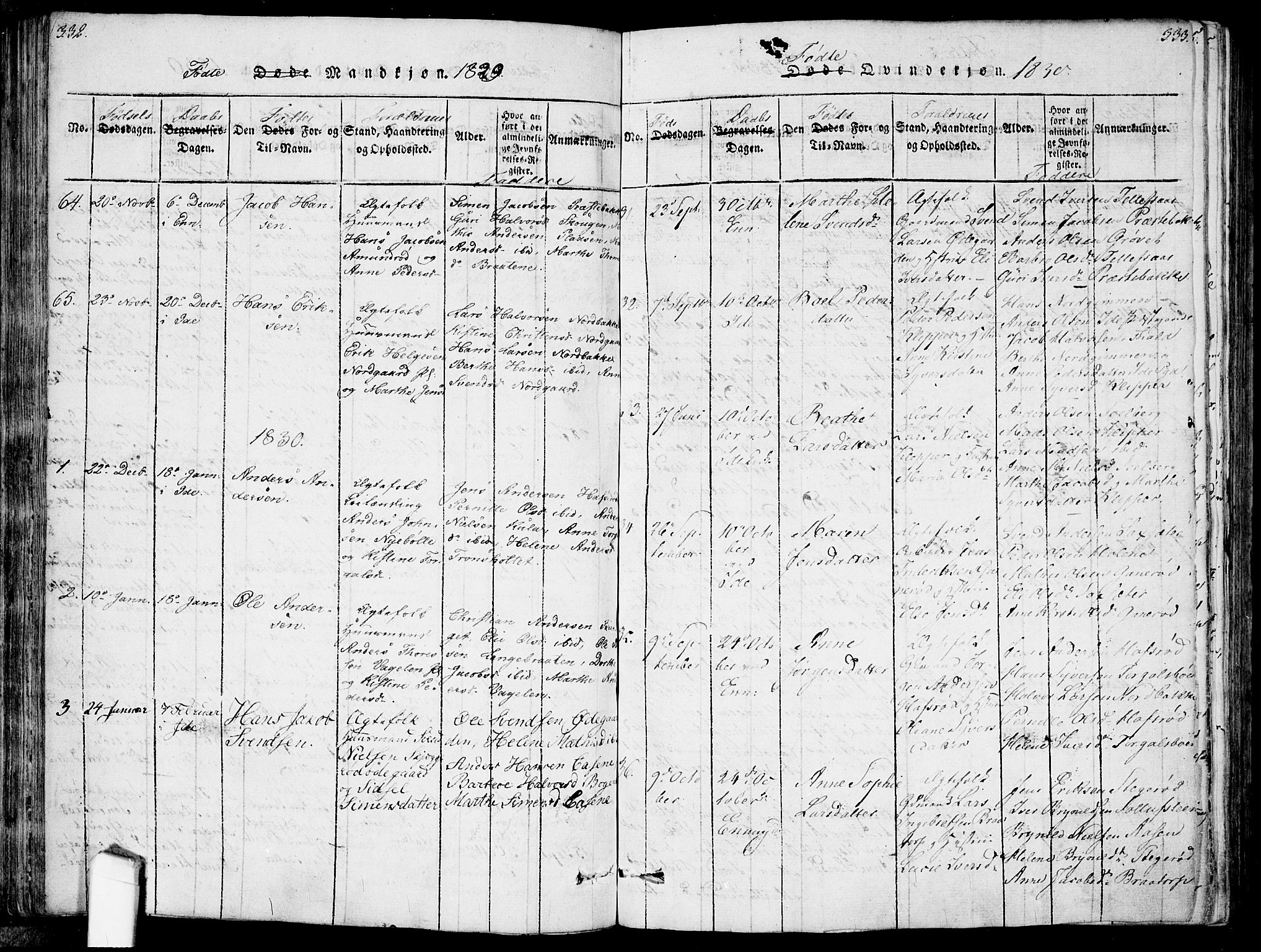 Idd prestekontor Kirkebøker, AV/SAO-A-10911/F/Fc/L0002: Parish register (official) no. III 2, 1815-1831, p. 332-333