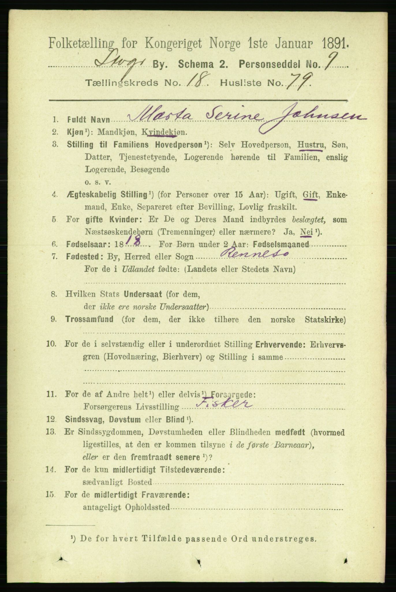 RA, 1891 census for 1103 Stavanger, 1891, p. 22375