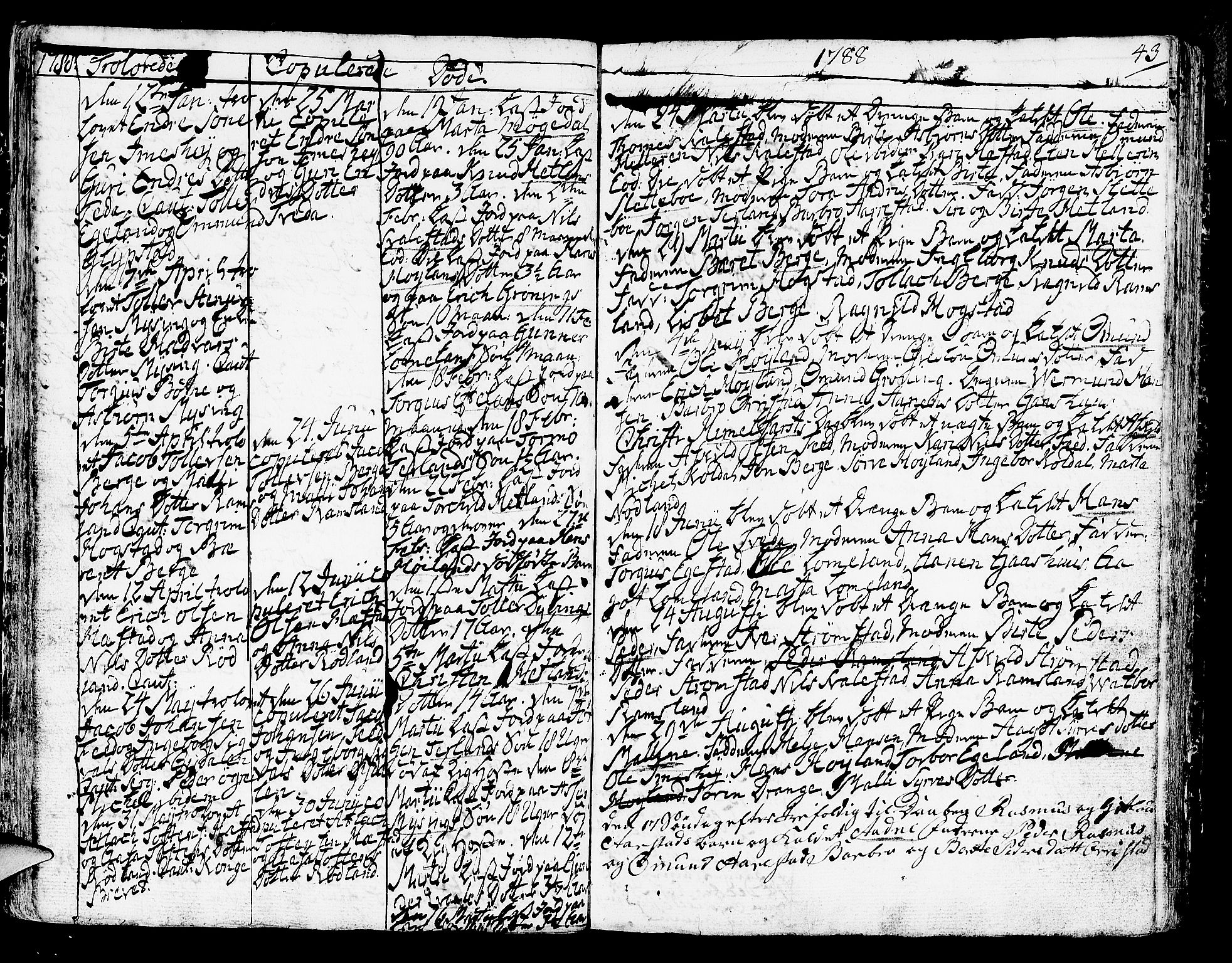 Helleland sokneprestkontor, AV/SAST-A-101810: Parish register (official) no. A 2 /1, 1762-1791, p. 43