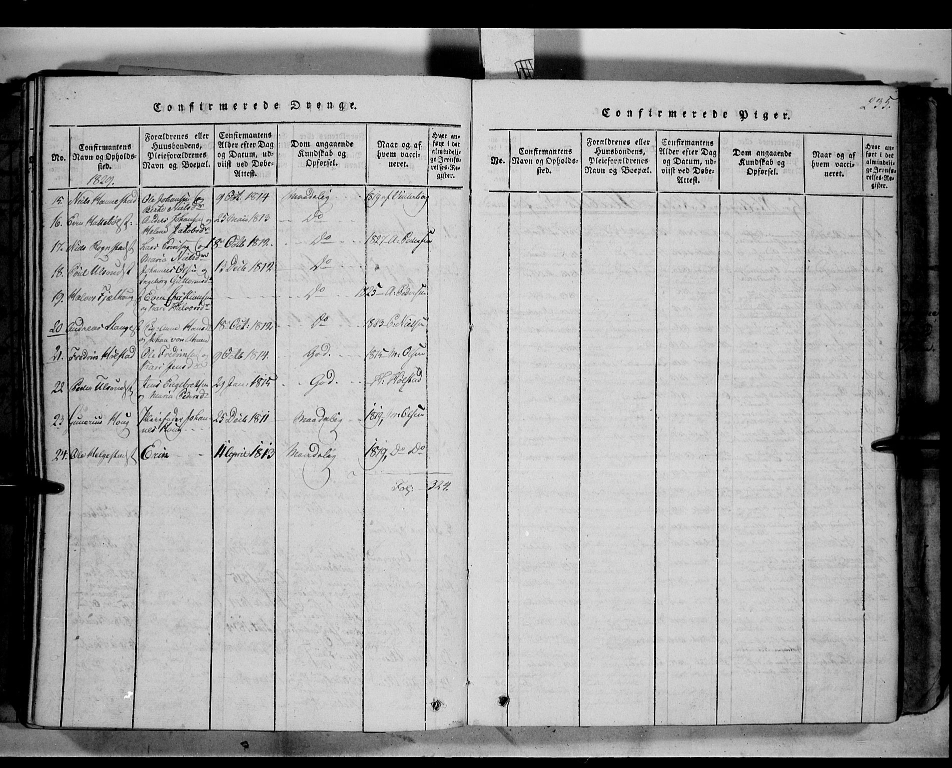 Østre Toten prestekontor, SAH/PREST-104/H/Ha/Haa/L0001: Parish register (official) no. 1, 1828-1839, p. 235