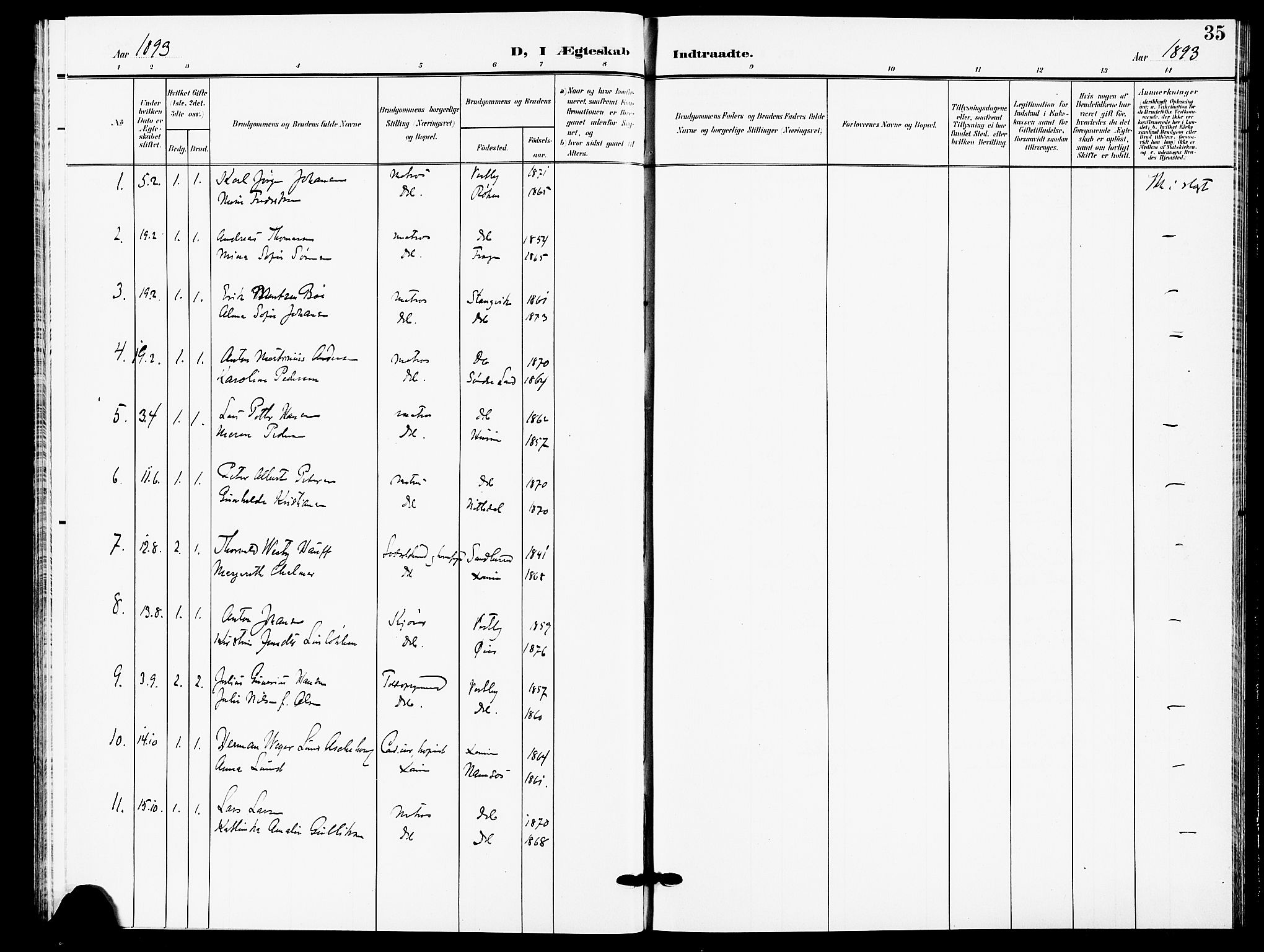 Drøbak prestekontor Kirkebøker, AV/SAO-A-10142a/F/Fb/L0002: Parish register (official) no. II 2, 1891-1896, p. 35