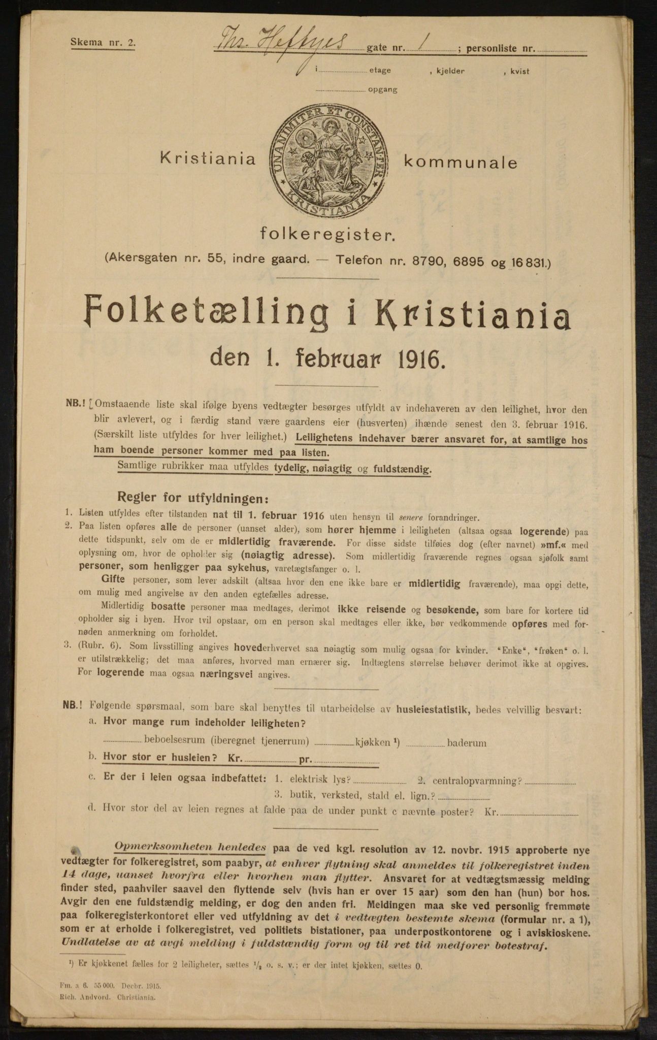 OBA, Municipal Census 1916 for Kristiania, 1916, p. 111845