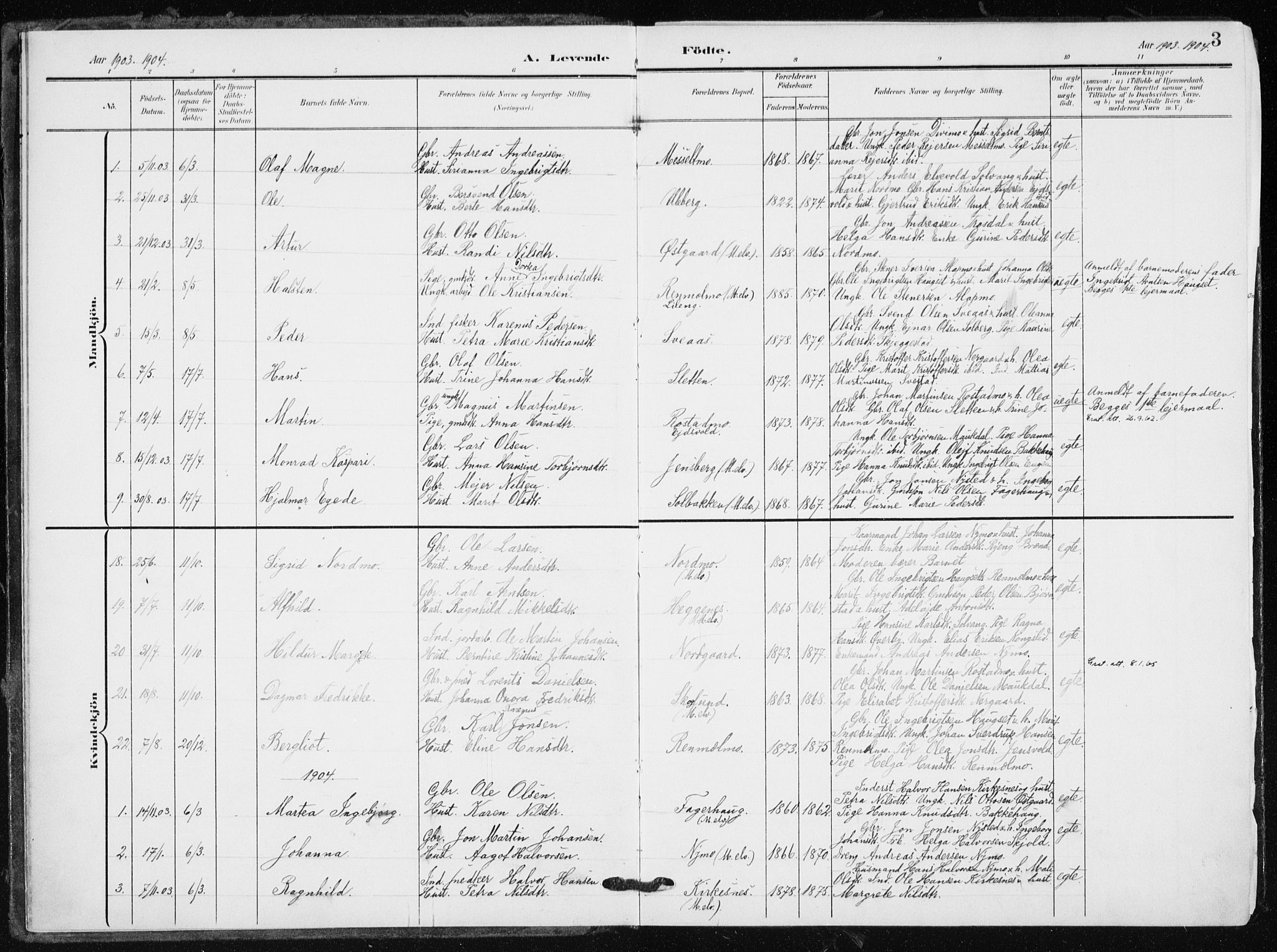 Målselv sokneprestembete, AV/SATØ-S-1311/G/Ga/Gaa/L0012kirke: Parish register (official) no. 12, 1903-1920, p. 3