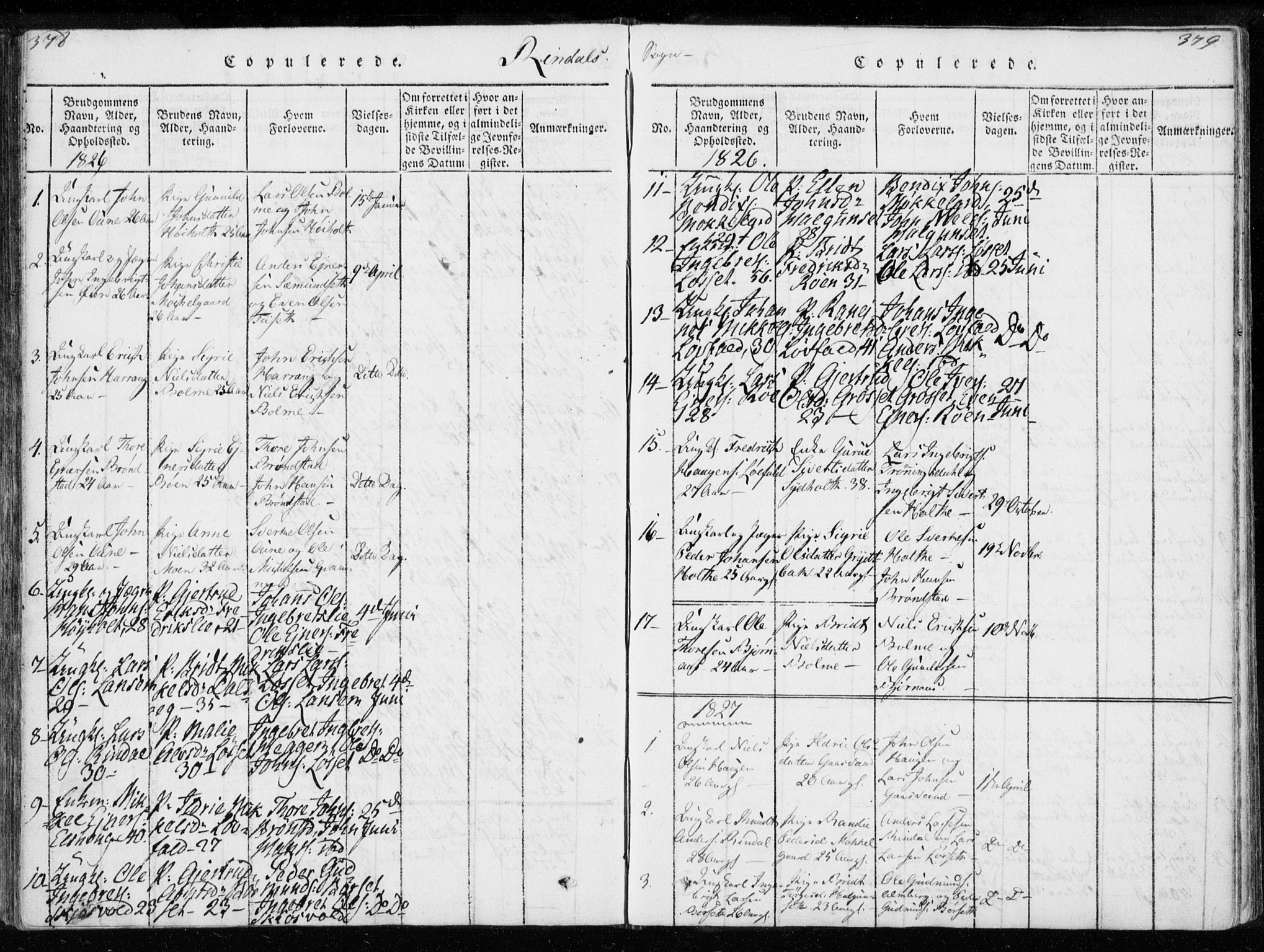 Ministerialprotokoller, klokkerbøker og fødselsregistre - Møre og Romsdal, AV/SAT-A-1454/595/L1041: Parish register (official) no. 595A03, 1819-1829, p. 378-379