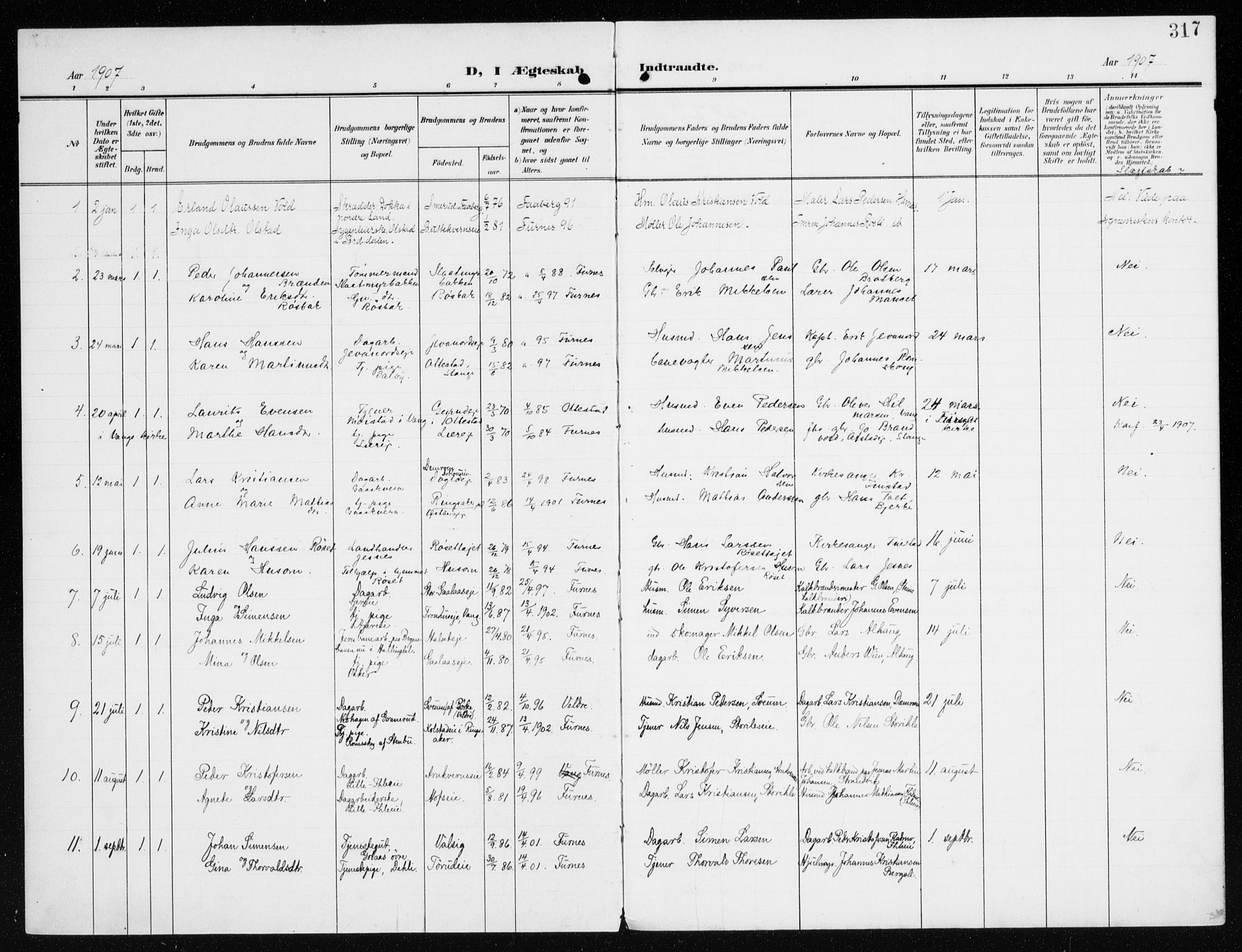 Furnes prestekontor, SAH/PREST-012/K/Ka/L0001: Parish register (official) no. 1, 1907-1935, p. 317