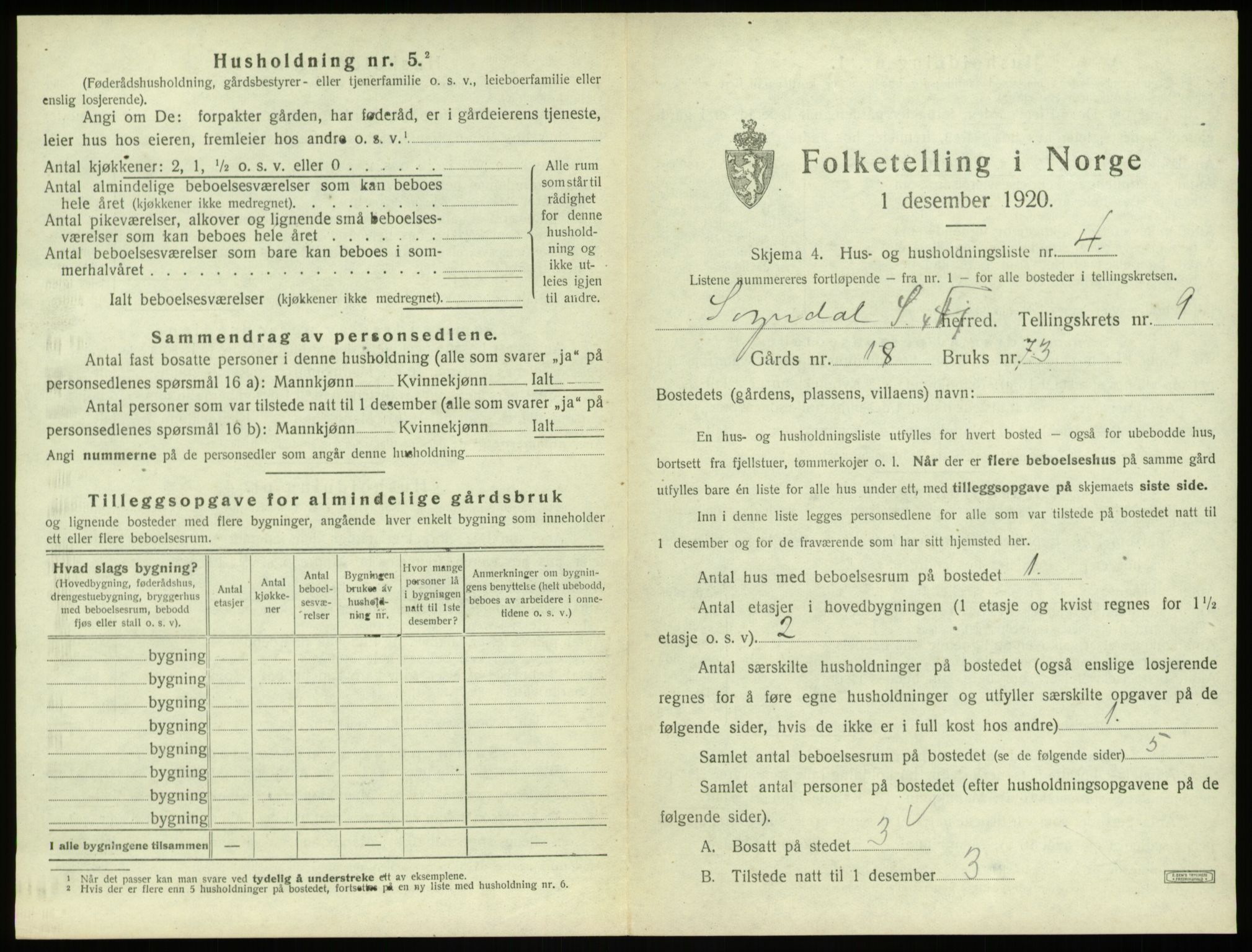 SAB, 1920 census for Sogndal, 1920, p. 551