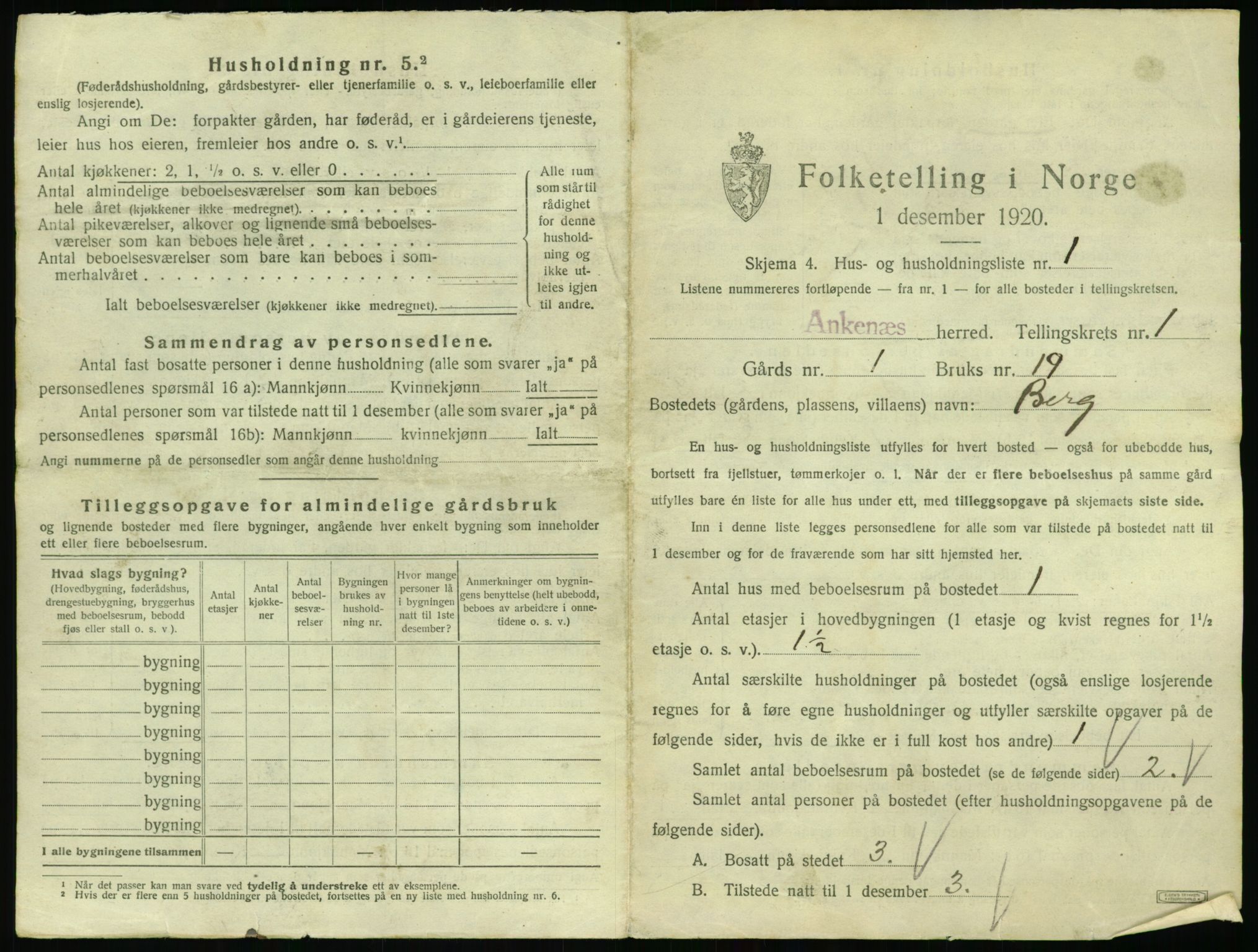 SAT, 1920 census for Ankenes, 1920, p. 77