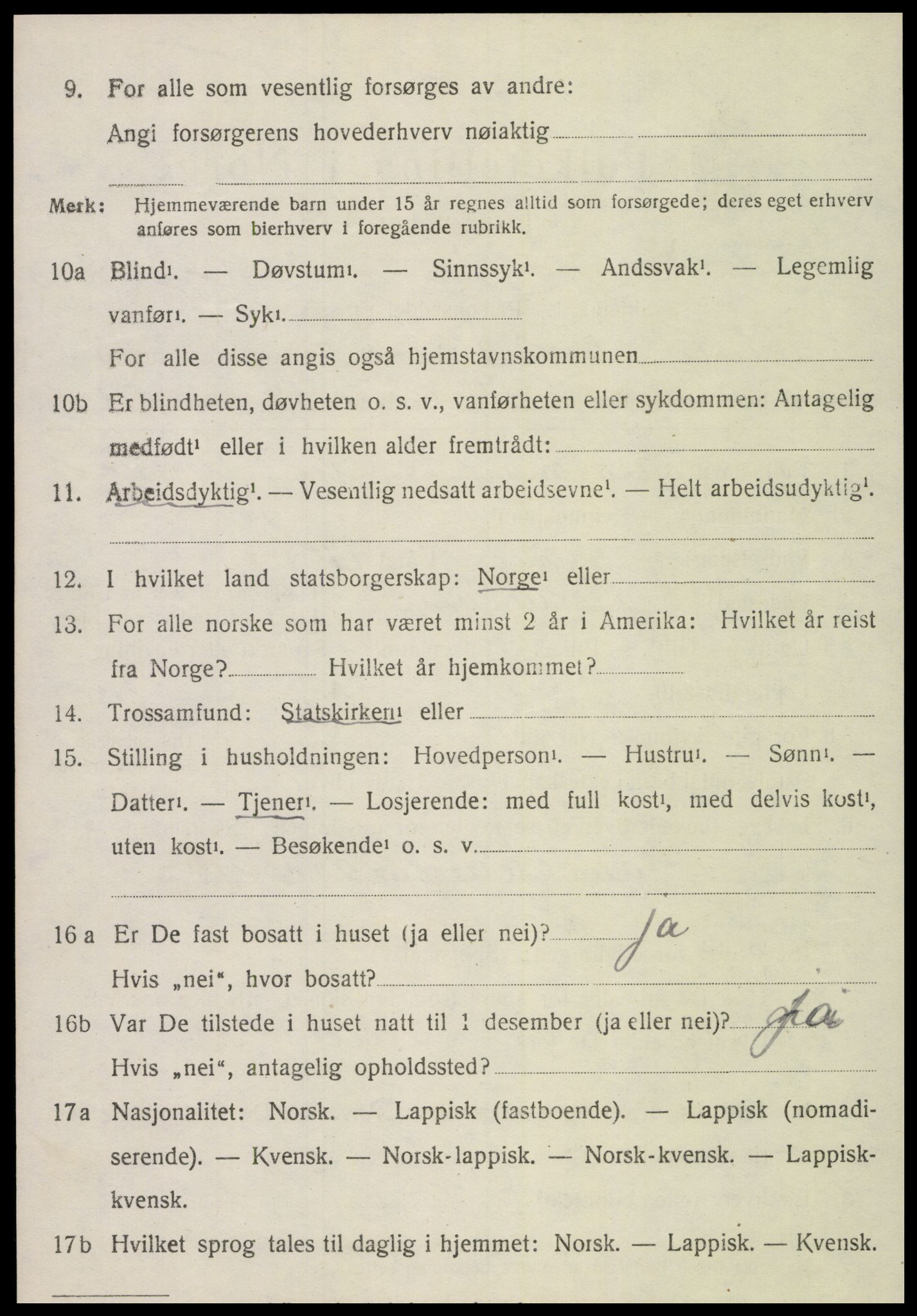 SAT, 1920 census for Kvam, 1920, p. 1580