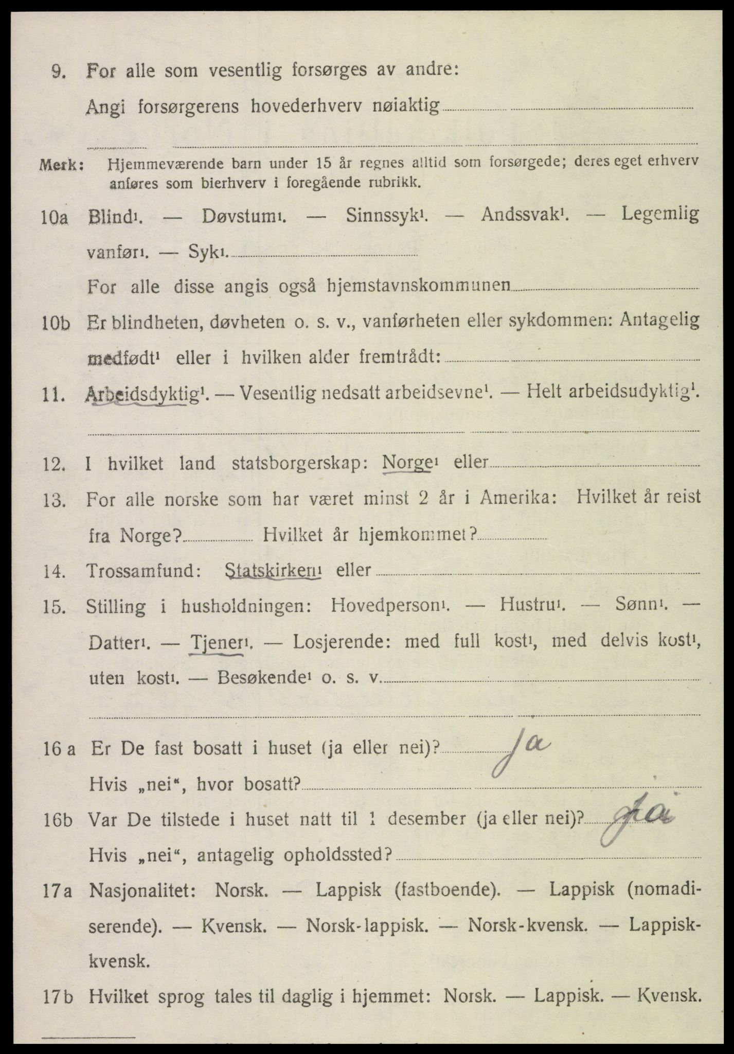 SAT, 1920 census for Kvam, 1920, p. 1580