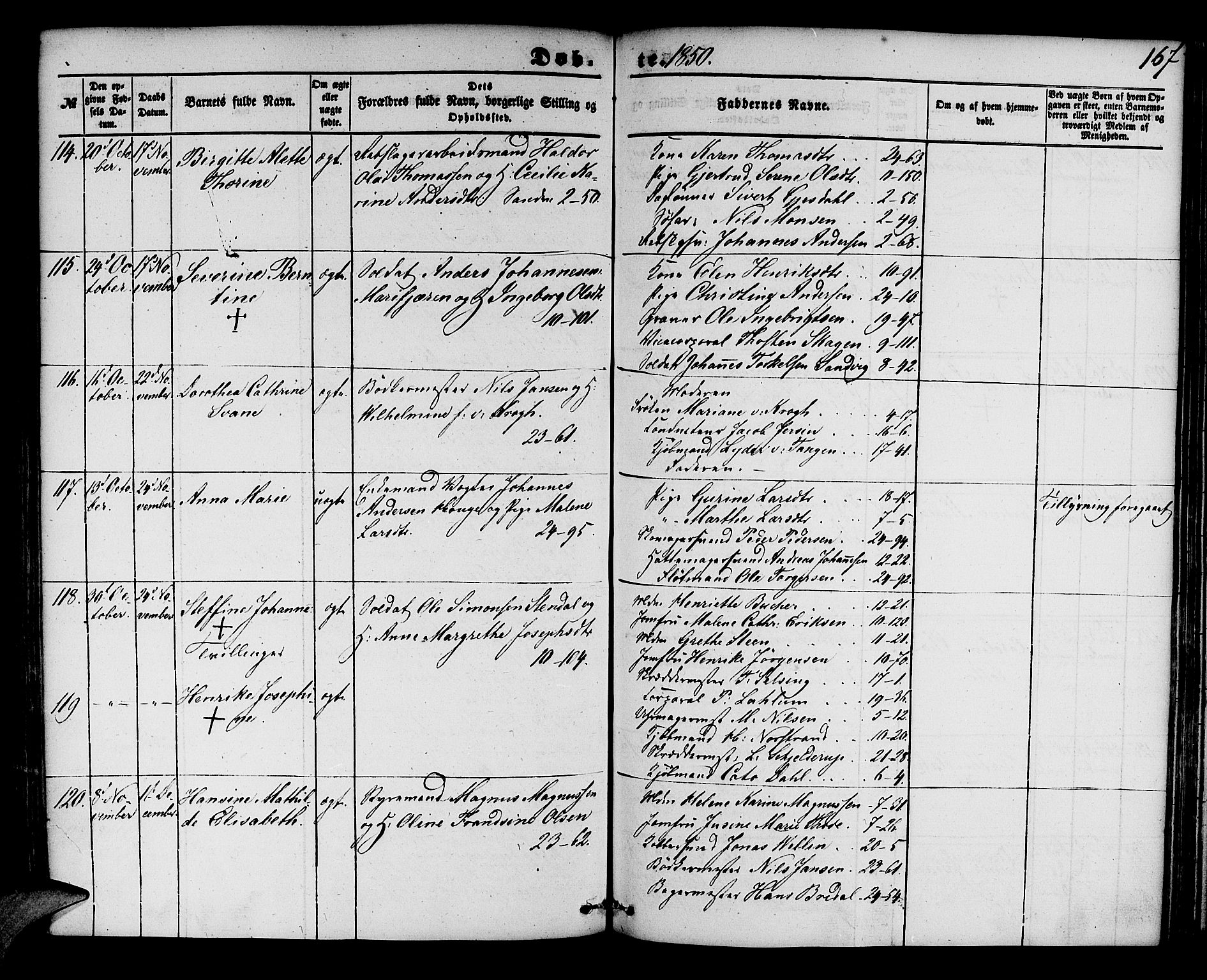 Korskirken sokneprestembete, AV/SAB-A-76101/H/Hab: Parish register (copy) no. B 2, 1847-1853, p. 167