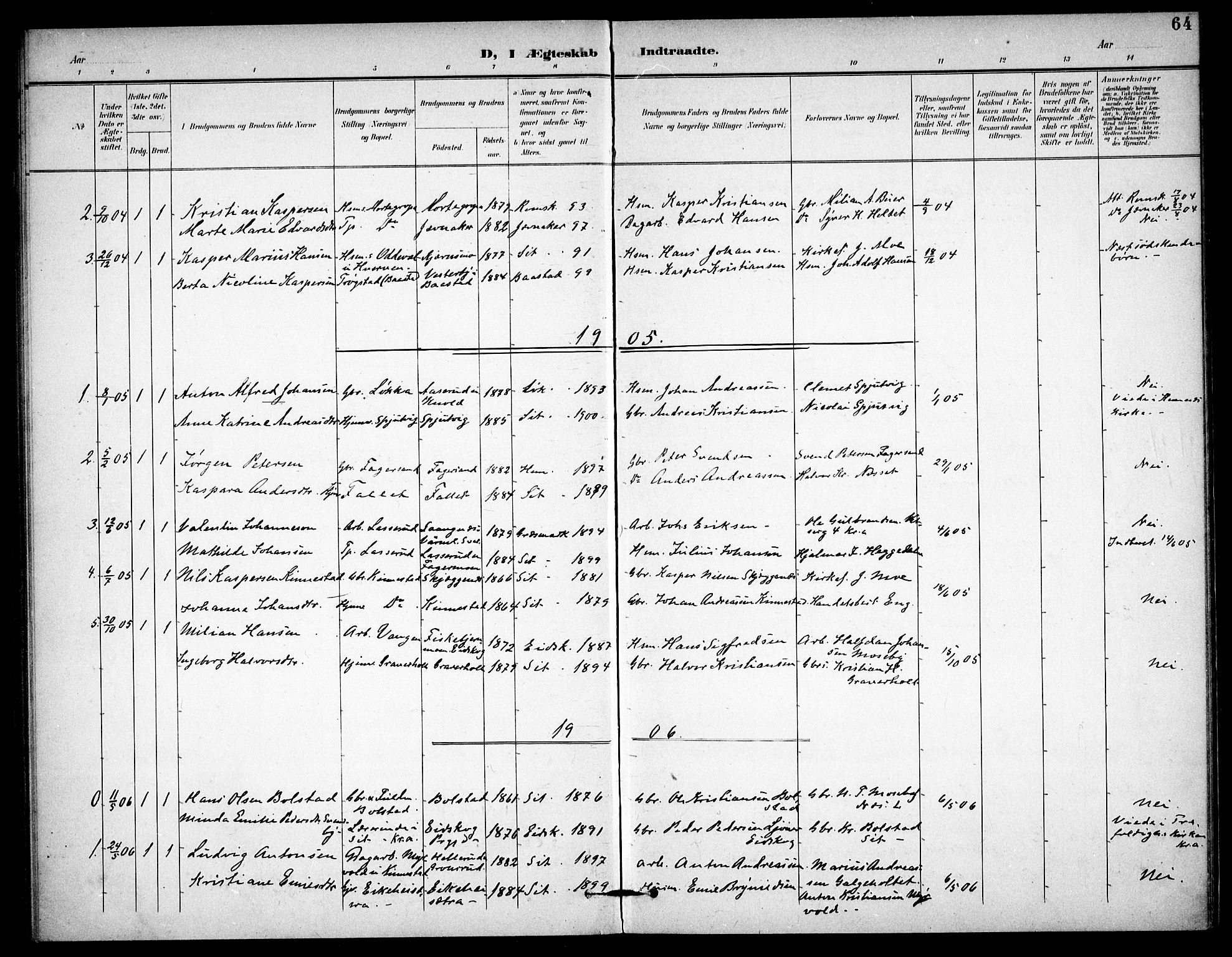 Høland prestekontor Kirkebøker, SAO/A-10346a/F/Fc/L0003: Parish register (official) no. III 3, 1897-1911, p. 64