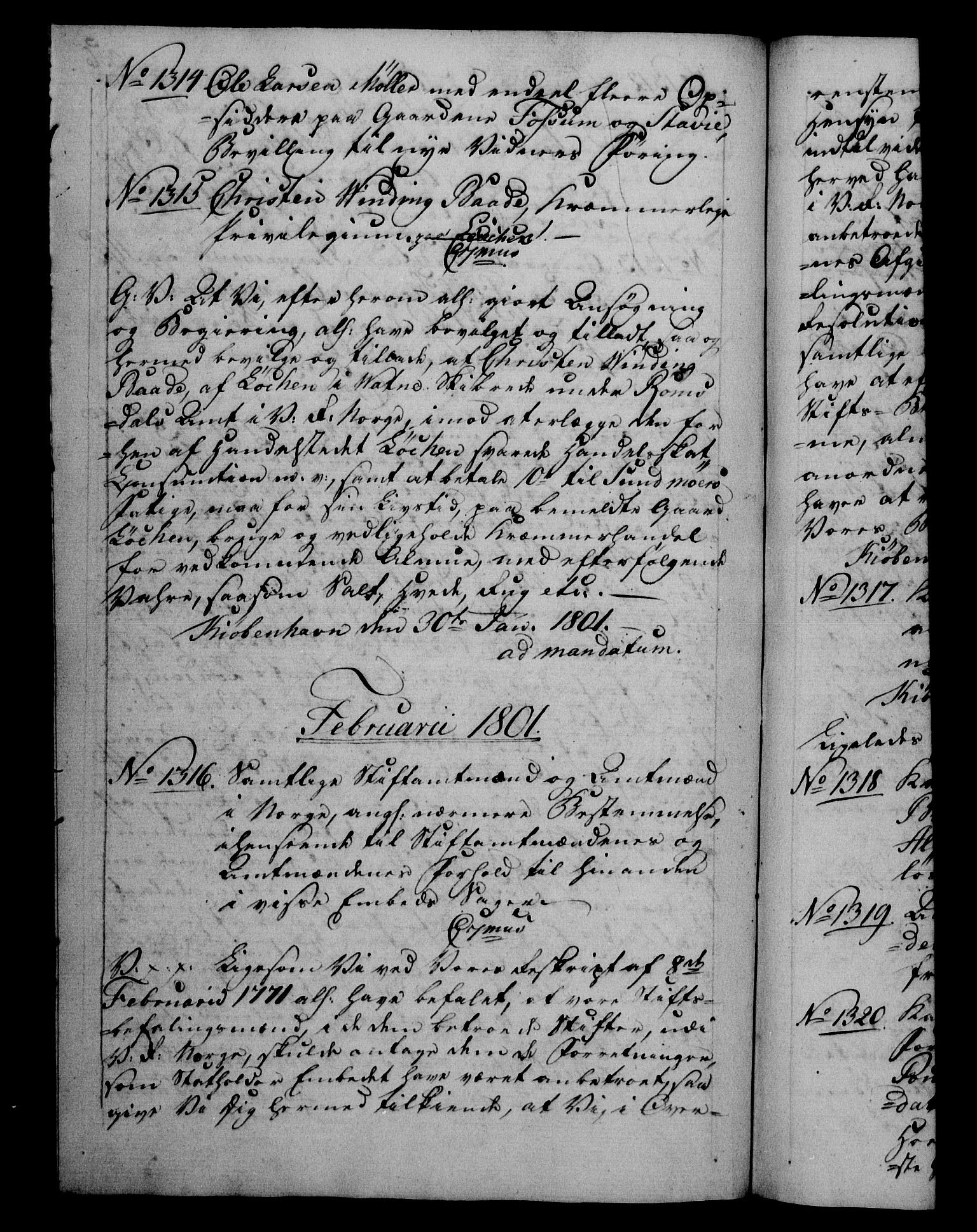 Danske Kanselli 1800-1814, RA/EA-3024/H/Hf/Hfb/Hfba/L0001: Registranter, 1800-1801, p. 356b
