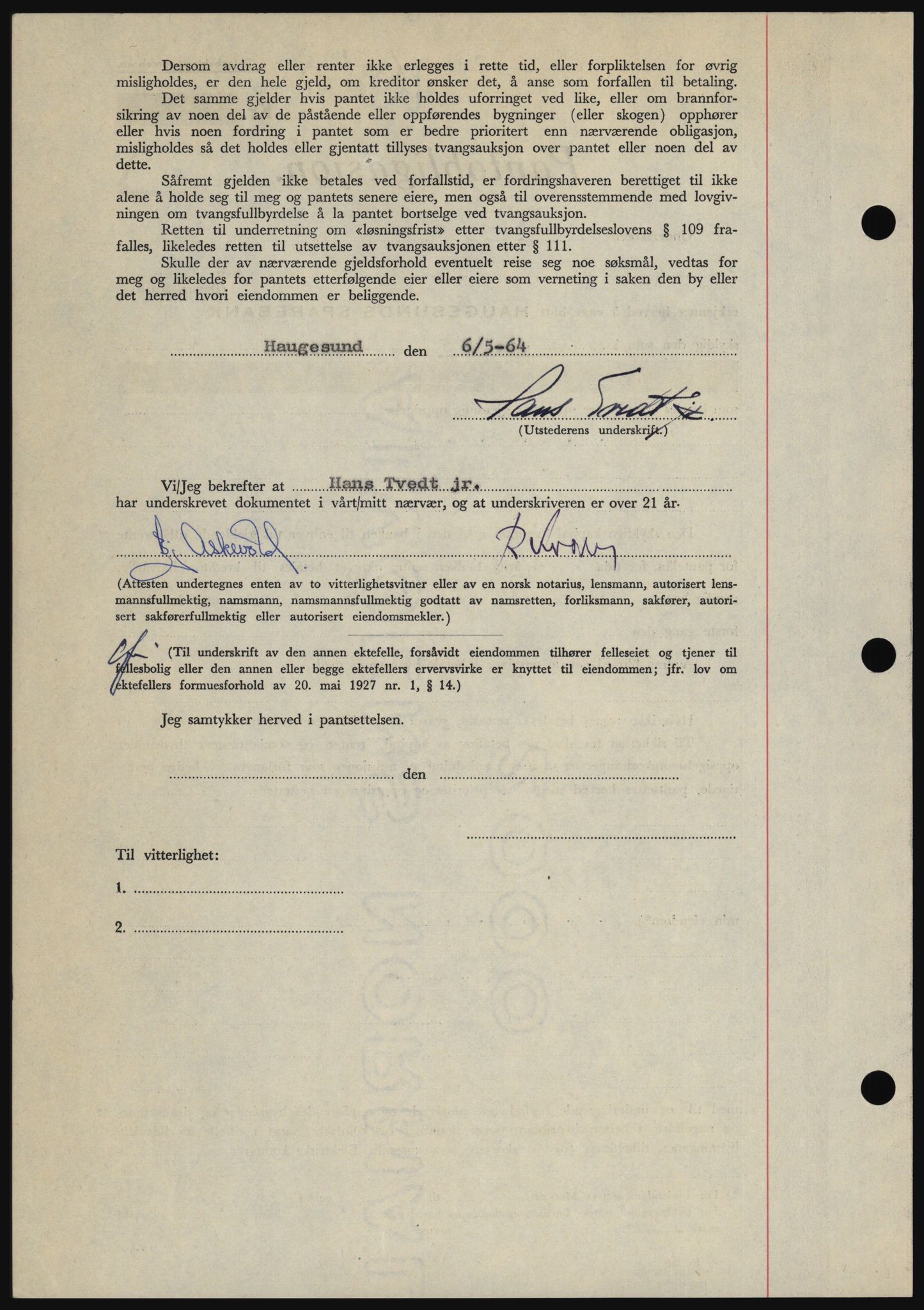 Haugesund tingrett, AV/SAST-A-101415/01/II/IIC/L0053: Mortgage book no. B 53, 1965-1965, Diary no: : 162/1965