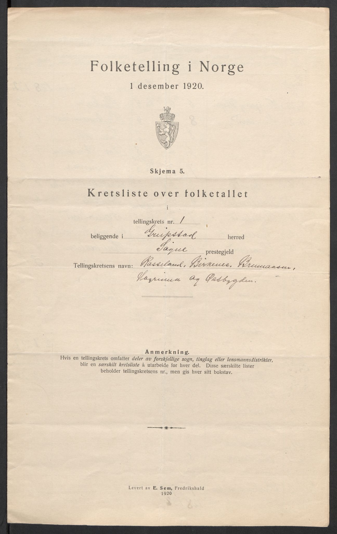 SAK, 1920 census for Greipstad, 1920, p. 10