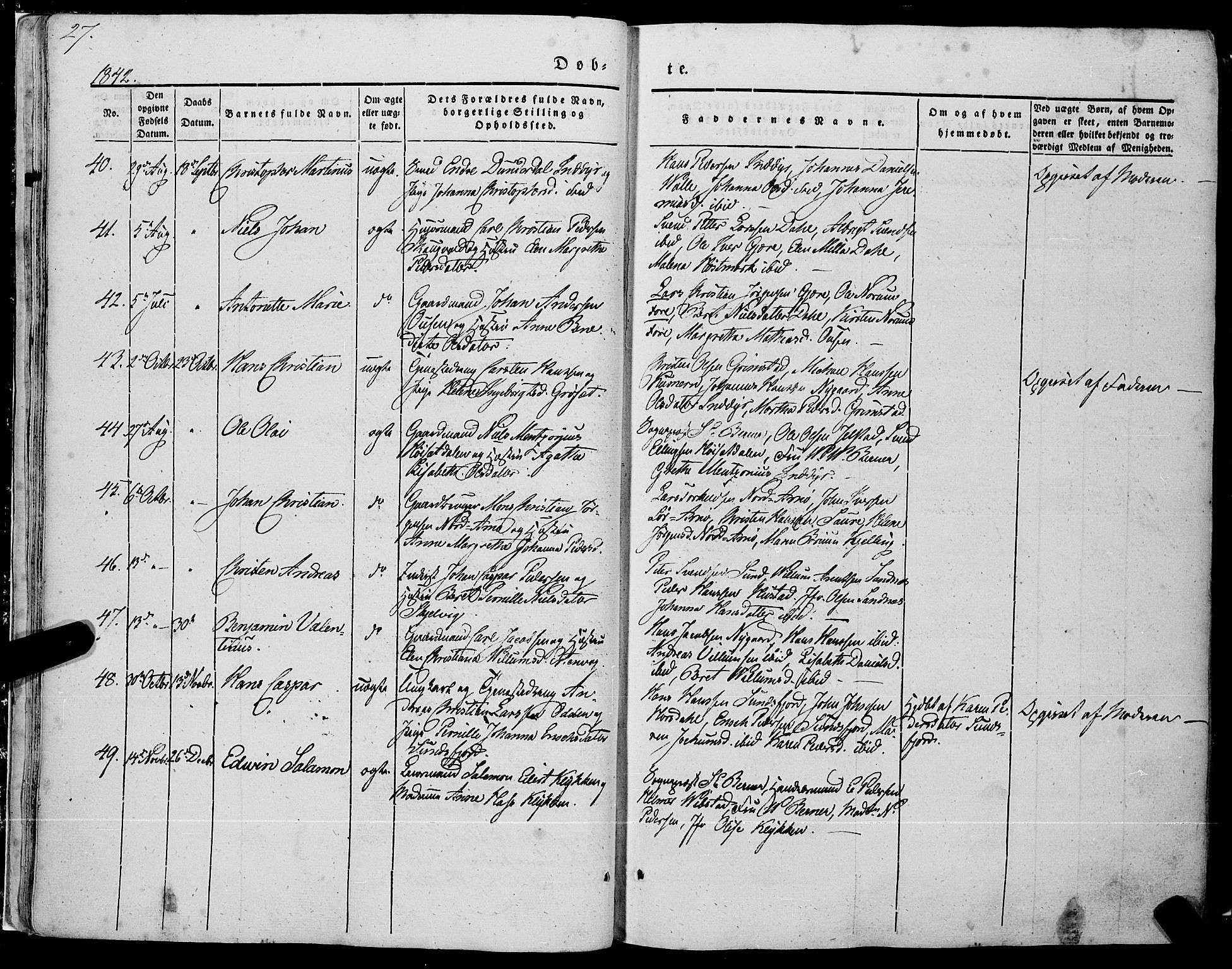 Ministerialprotokoller, klokkerbøker og fødselsregistre - Nordland, SAT/A-1459/805/L0097: Parish register (official) no. 805A04, 1837-1861, p. 27