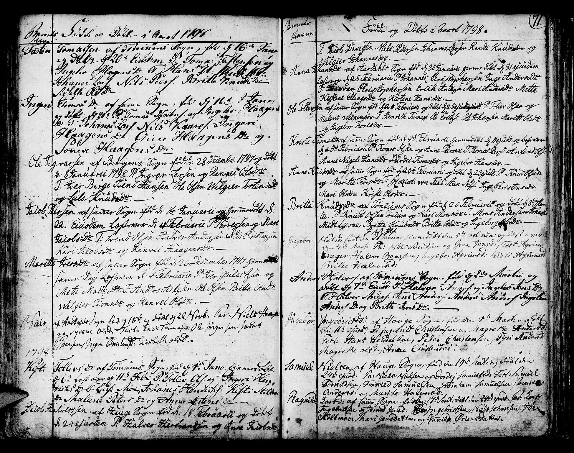 Lærdal sokneprestembete, SAB/A-81201: Parish register (official) no. A 3, 1783-1804, p. 71