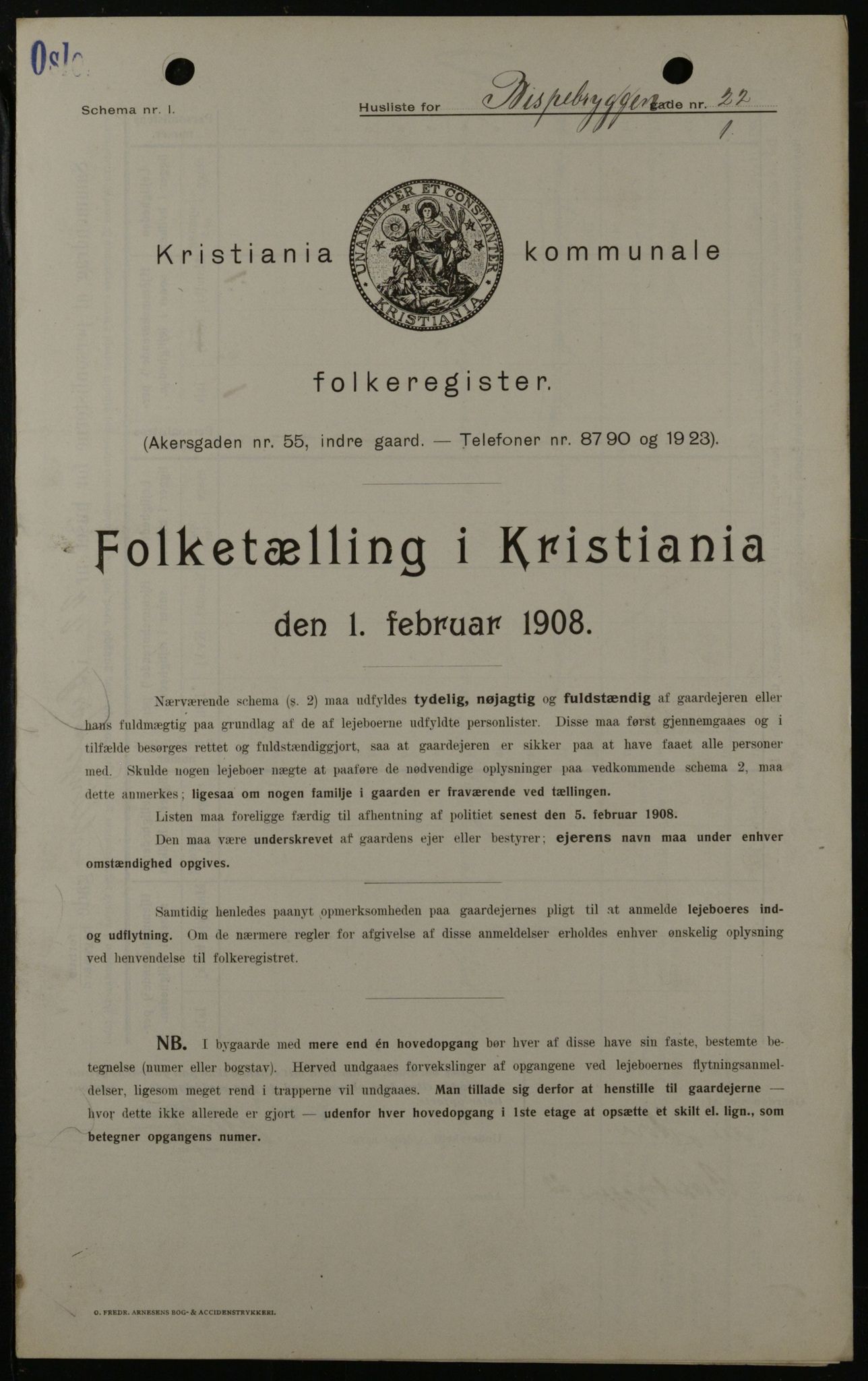 OBA, Municipal Census 1908 for Kristiania, 1908, p. 5249