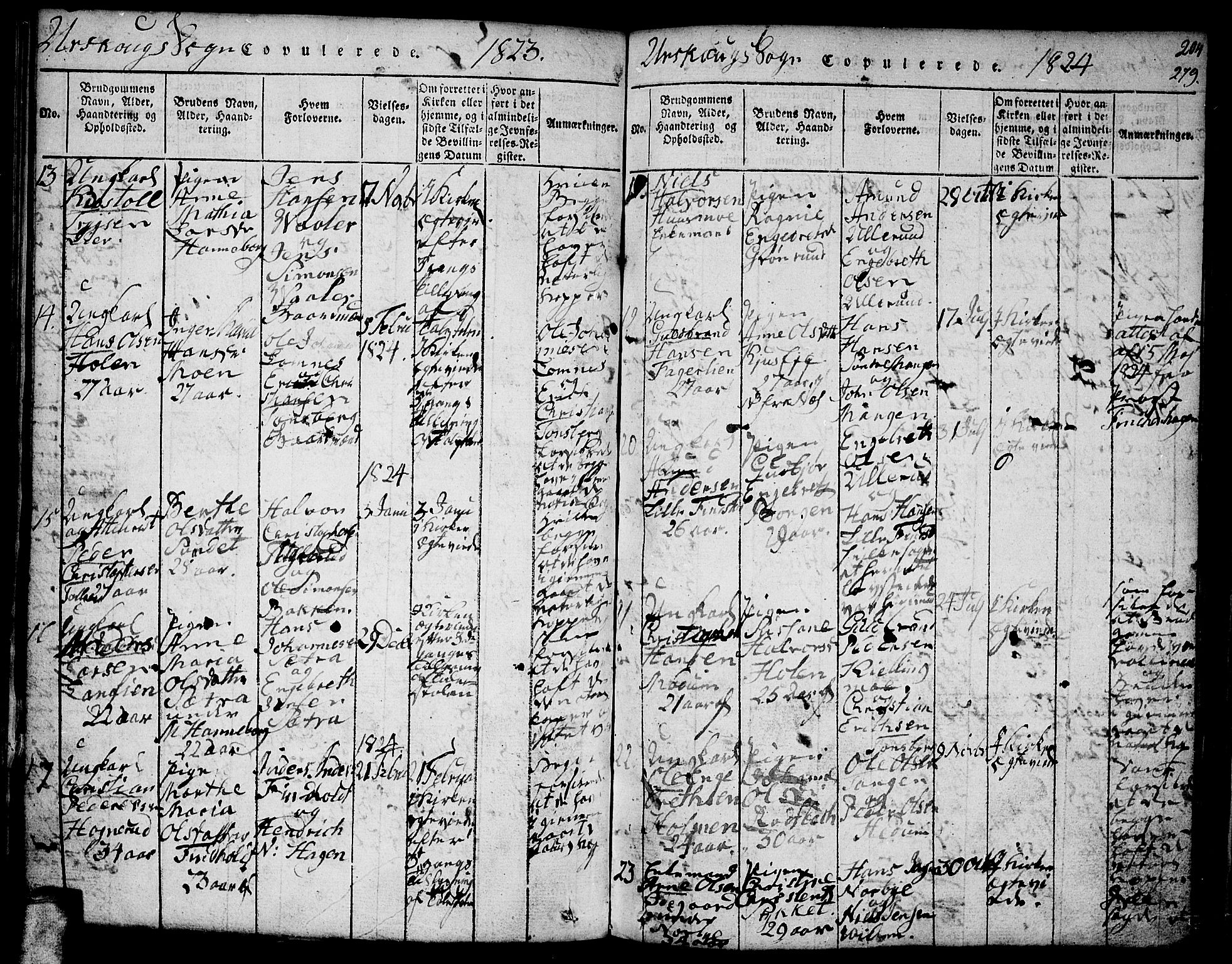 Aurskog prestekontor Kirkebøker, SAO/A-10304a/F/Fa/L0005: Parish register (official) no. I 5, 1814-1829, p. 279