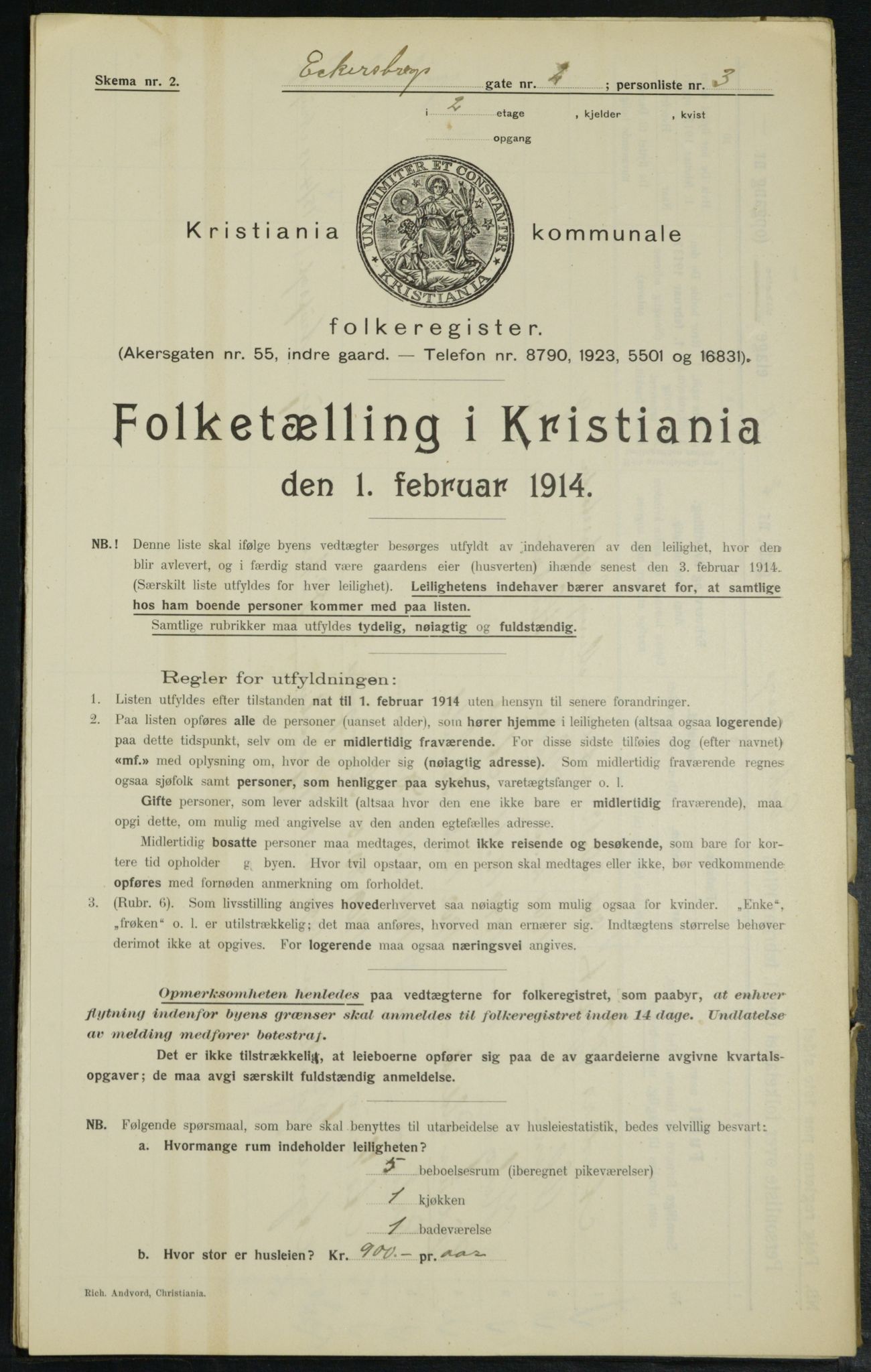 OBA, Municipal Census 1914 for Kristiania, 1914, p. 18380