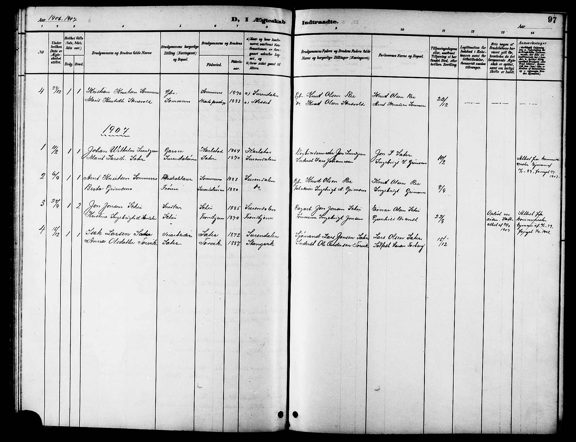 Ministerialprotokoller, klokkerbøker og fødselsregistre - Møre og Romsdal, AV/SAT-A-1454/596/L1058: Parish register (copy) no. 596C01, 1891-1907, p. 97