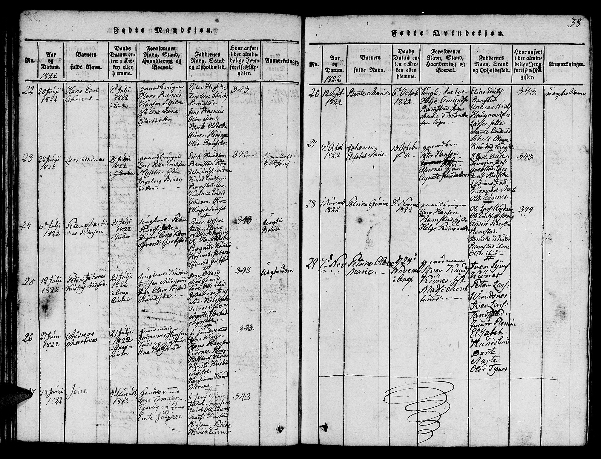 Ministerialprotokoller, klokkerbøker og fødselsregistre - Møre og Romsdal, AV/SAT-A-1454/522/L0322: Parish register (copy) no. 522C01, 1816-1830, p. 38