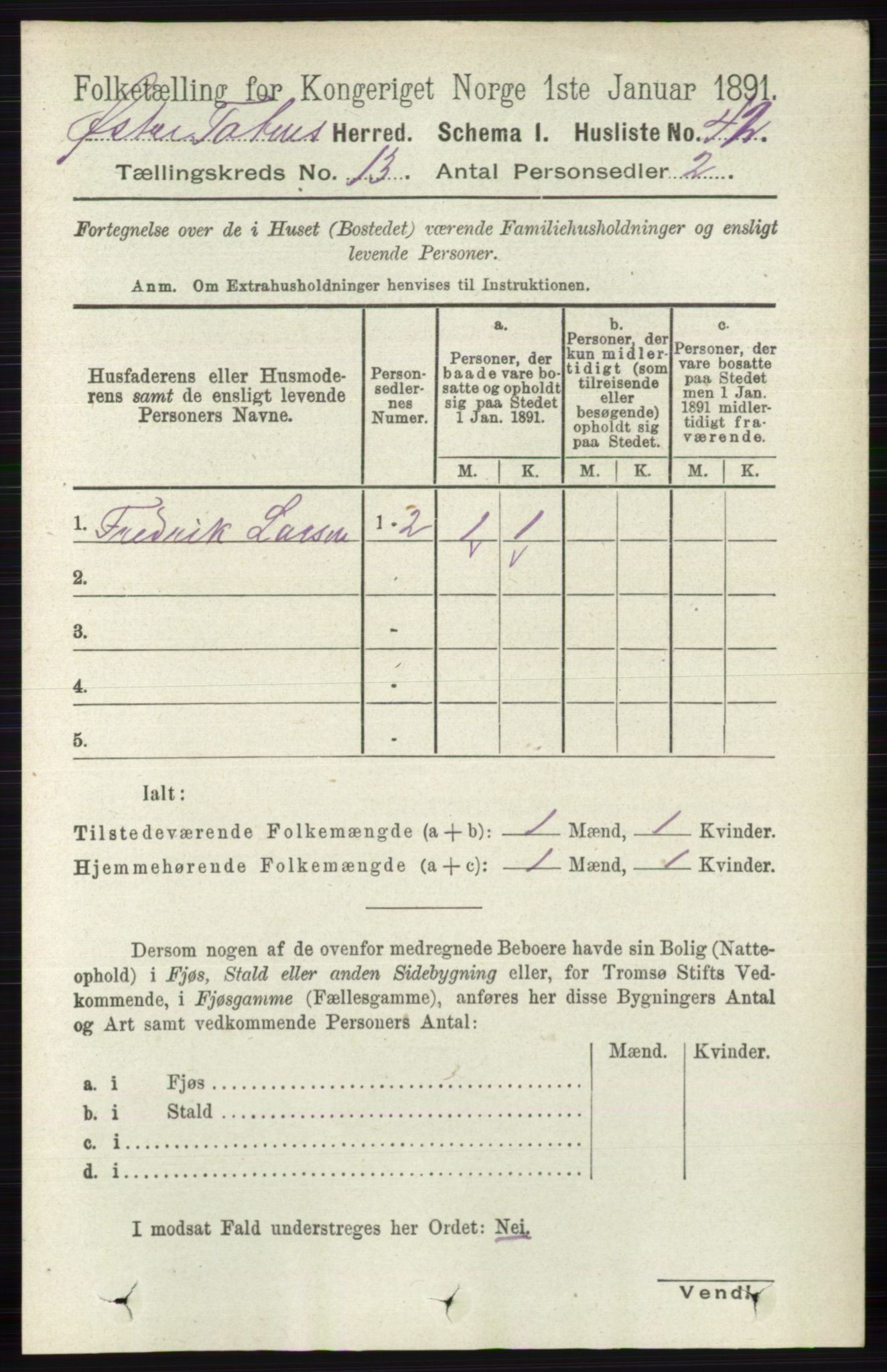 RA, 1891 census for 0528 Østre Toten, 1891, p. 8380